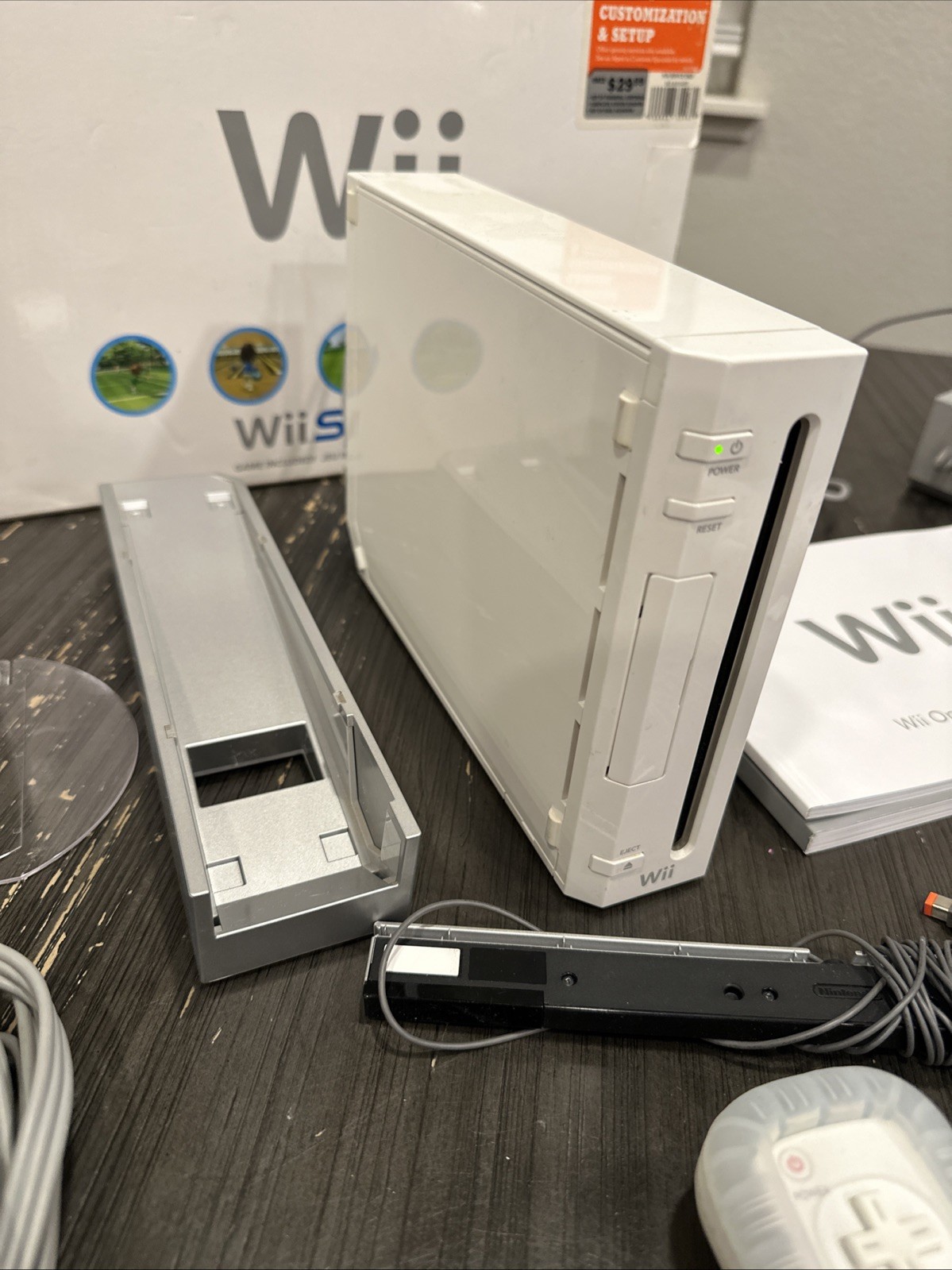 Nintendo Wii Console With Remote Numchuck Cords Sensor Manuel No Games Included