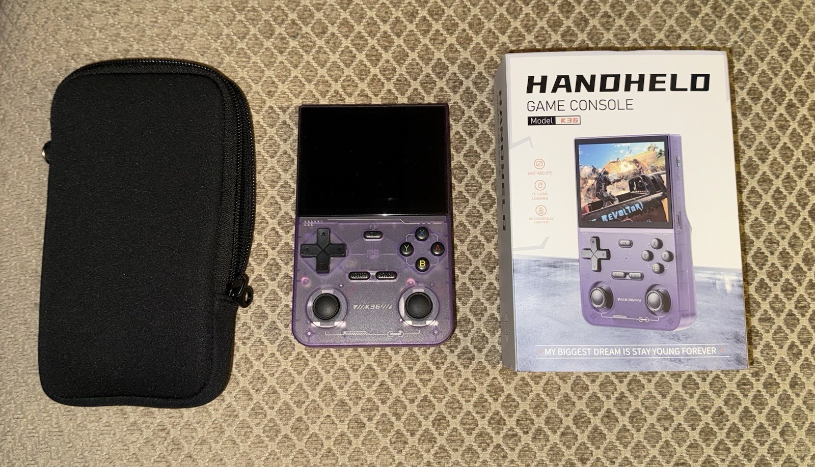 K36 Compact Purple Retro Game Emulator Soft Case Included READ DESCRIPTION
