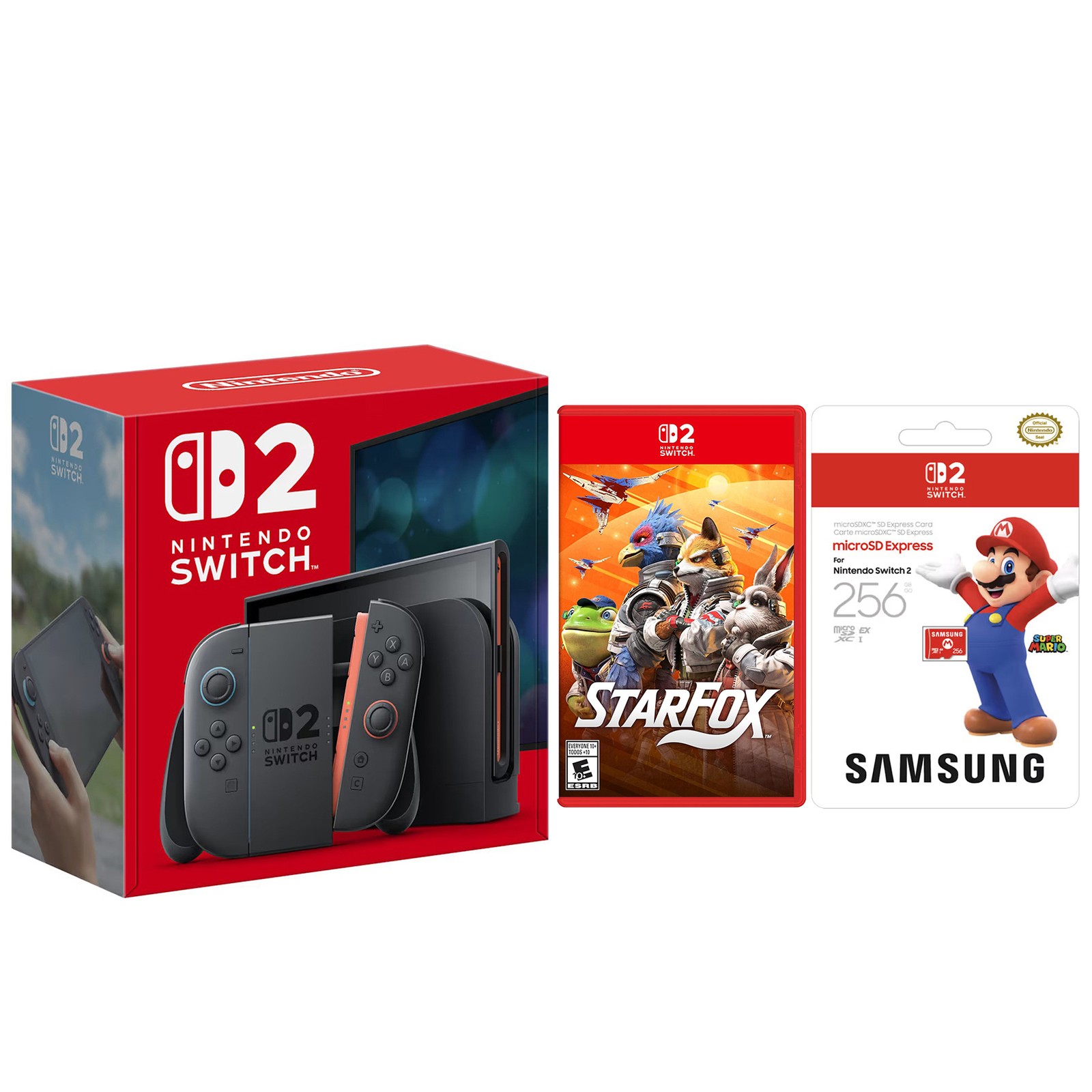 Nintendo Switch 2 Console + Star Fox Game + 256GB microSD Card Bundle