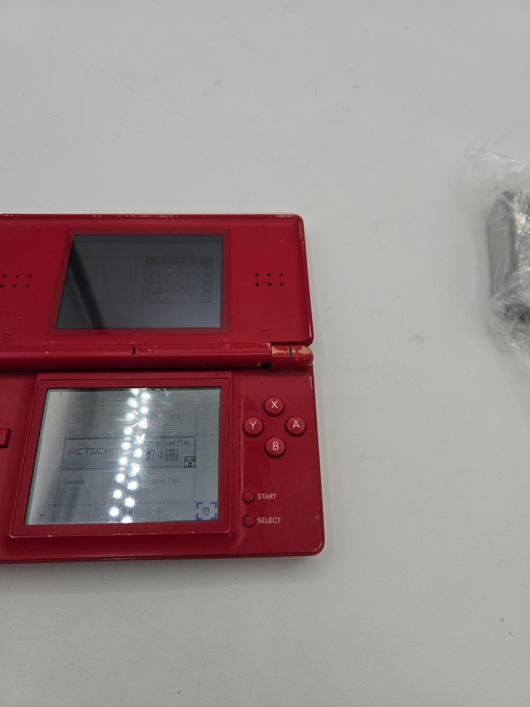 Nintendo DS Lite Red Super Mario Edition charger – Hinge Cracked Parts Only