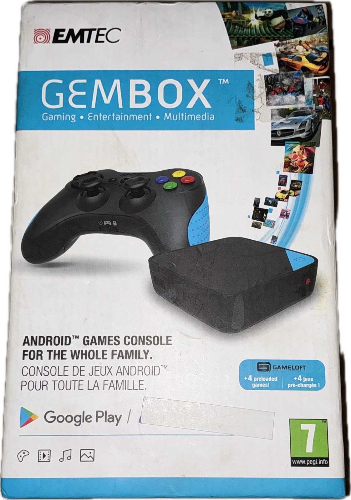 Emtec GemBox Android Games Console CPU Quad-Core 1.5GHz 1GB ram 16GB Flash Drive