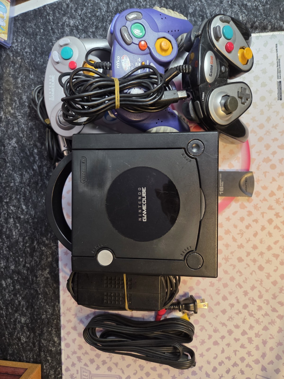 Nintendo Gamecube With 4 Controllers, Tested And Working, Includes 16MB Mem Card