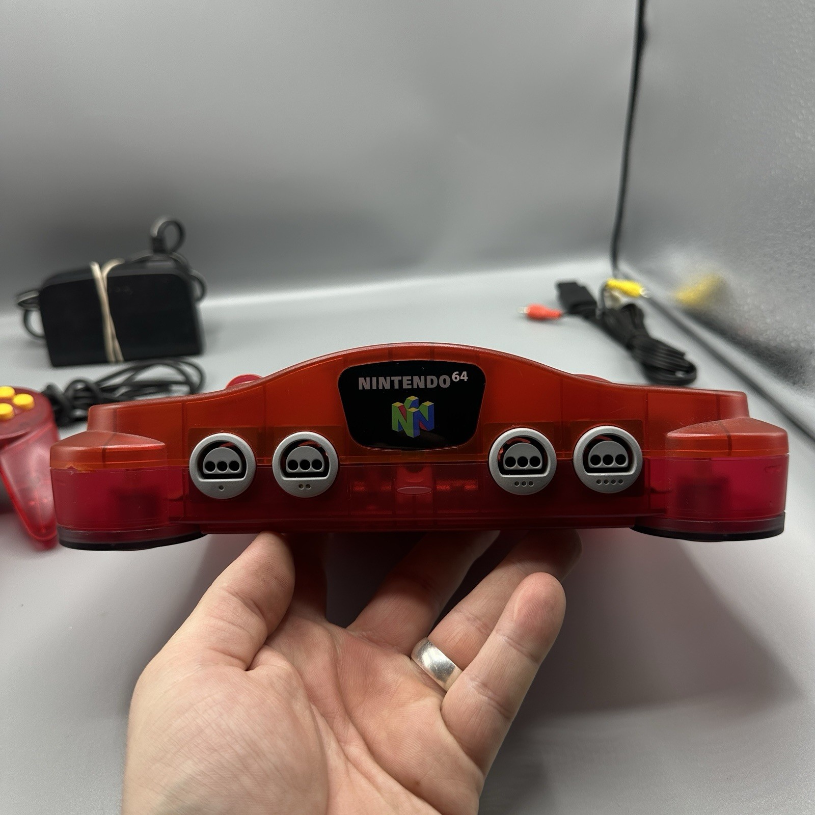 N64 Watermelon Red Funtastic Console Tested Working USA W CONTROLLER