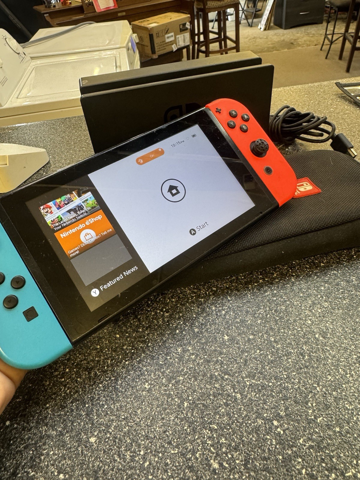 Nintendo Switch Console Bundle Neon Red/Blue Joy-Cons Dock Case USB-C HDMI cord