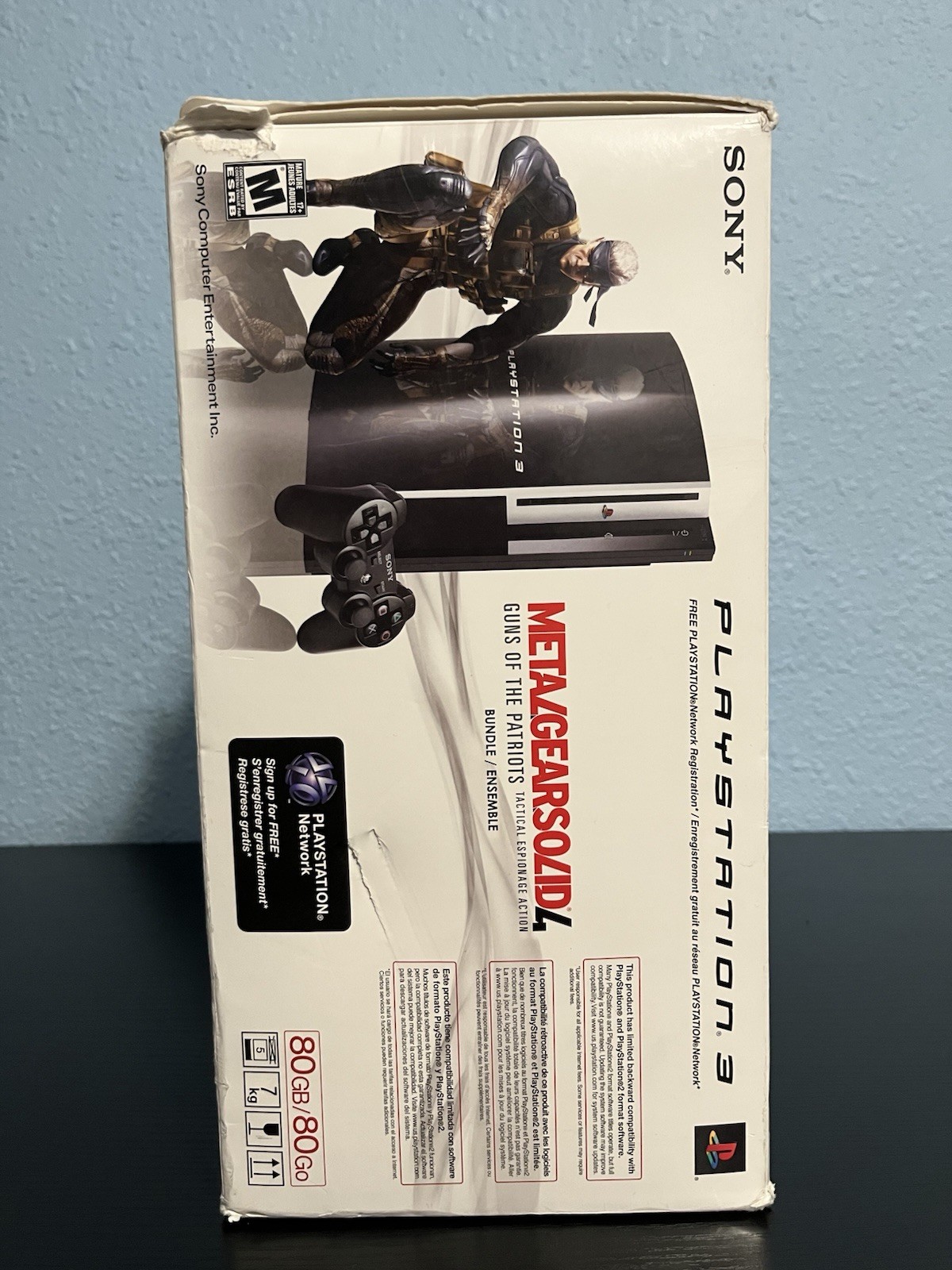 Sony PS3 Backward Compatible 80GB Model CECHE01MG Metal Gear Solid 4 Box No Game