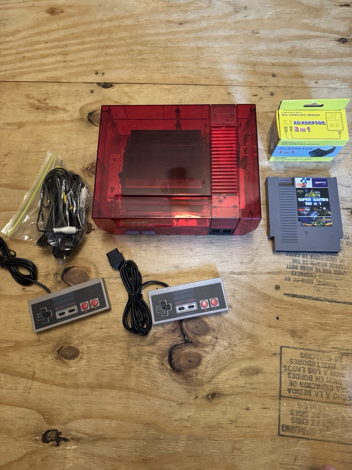 Custom Transparent Red Nintendo Entertainment System Console NES