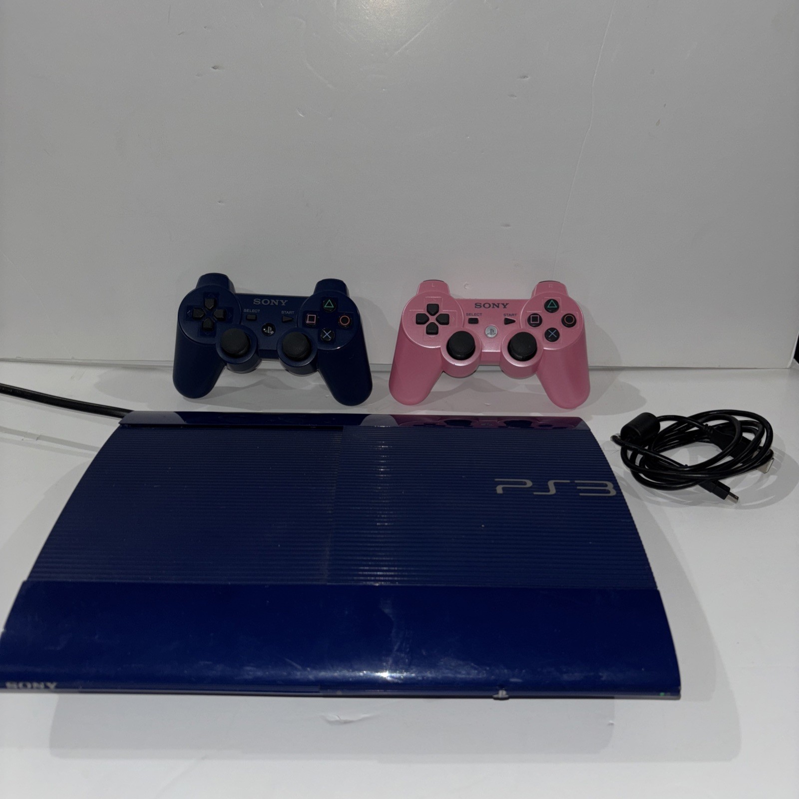Sony PlayStation 3 Console PS3 Blue Console CECH-4201B Blue And Pearl Pink Cont.
