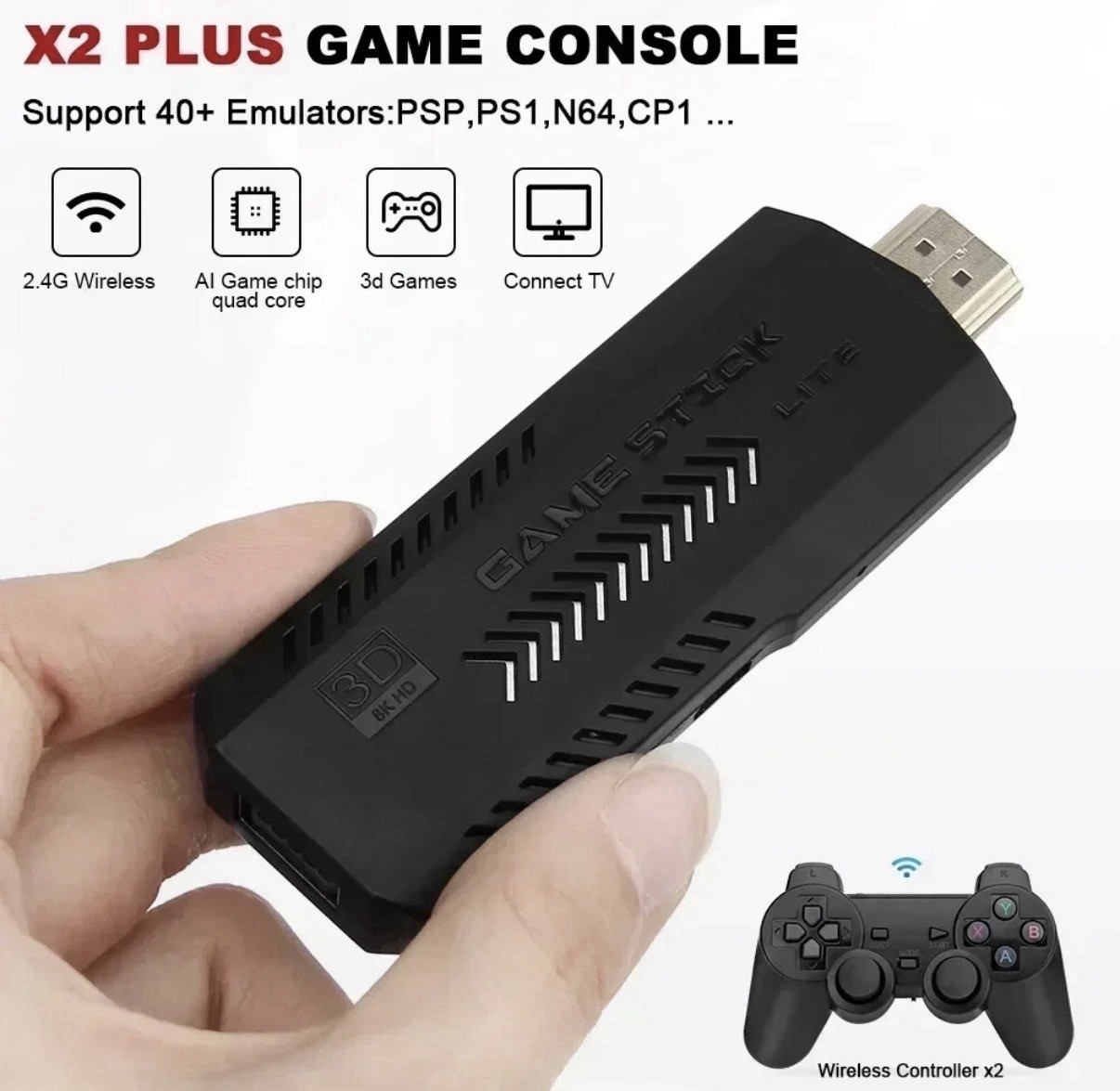 3D HD Retro Video Game Console Wireless Controller TV 50 Emulator For PS1/N64/DC