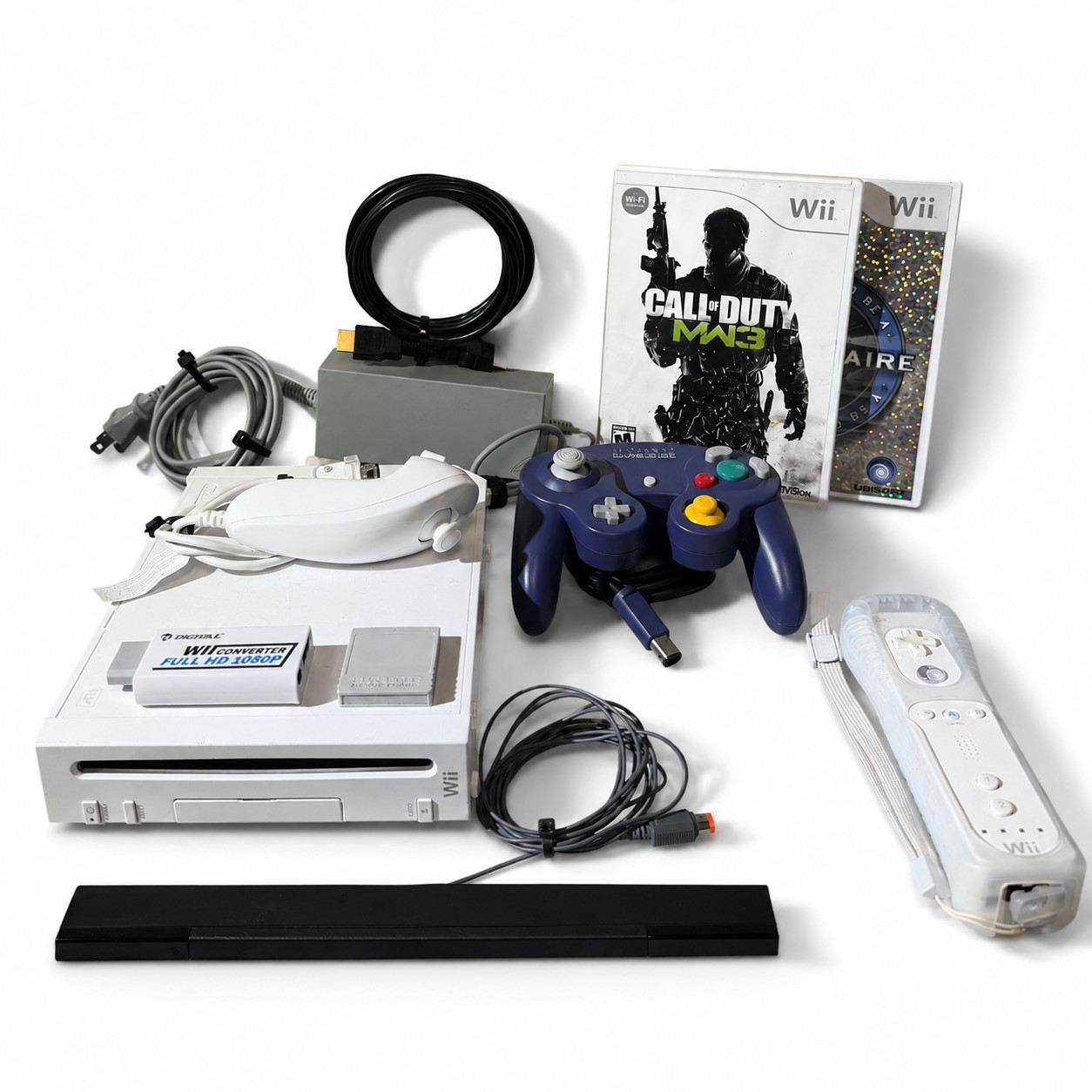 Nintendo Wii GameCube-Compatible Bundle – Indigo Controller & HDMI Adapter