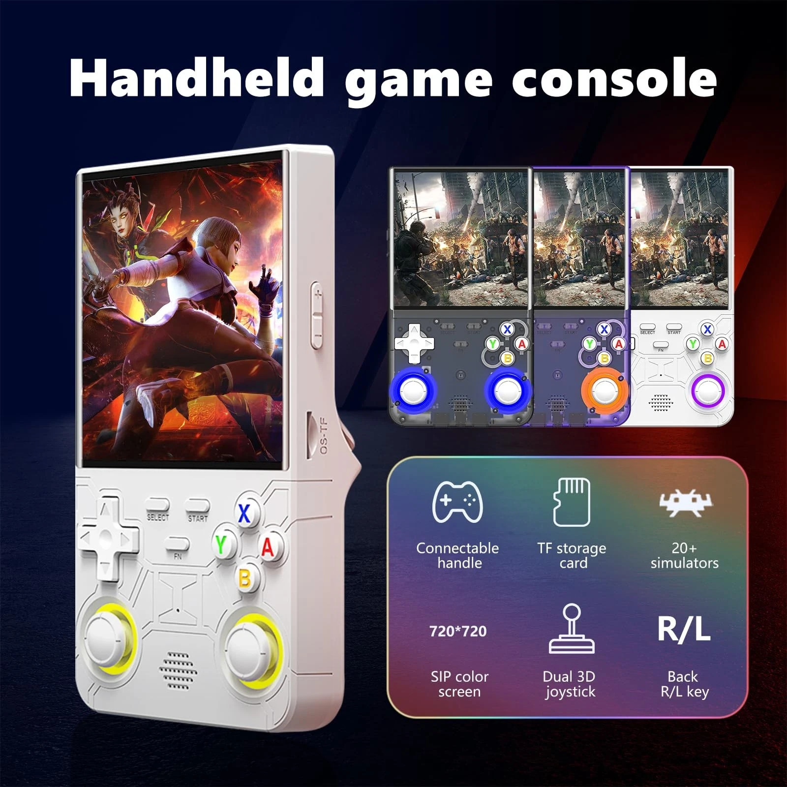 Blue R36S Ultra Handheld Game Console 3.5 Inch IPS Screen 20000+ Video Games