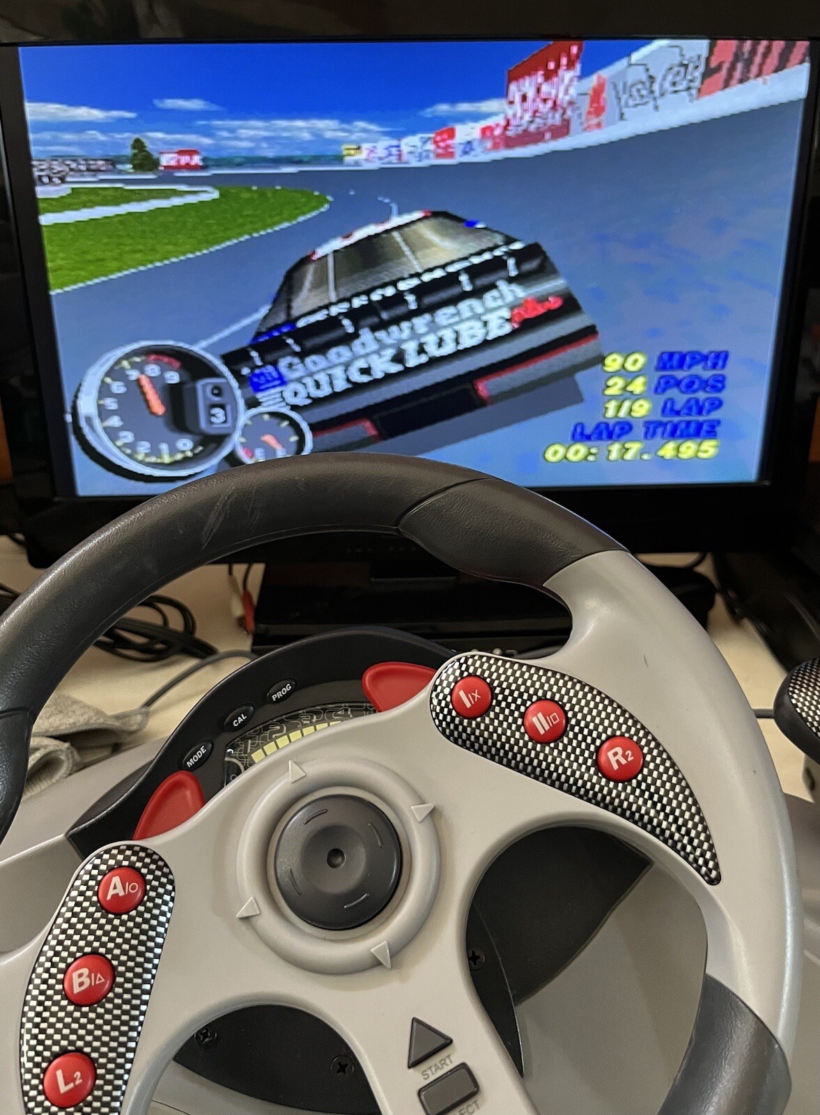 Sony Playstation 1 Console Steering Wheel Racing Game Lot Controller Memory PS1