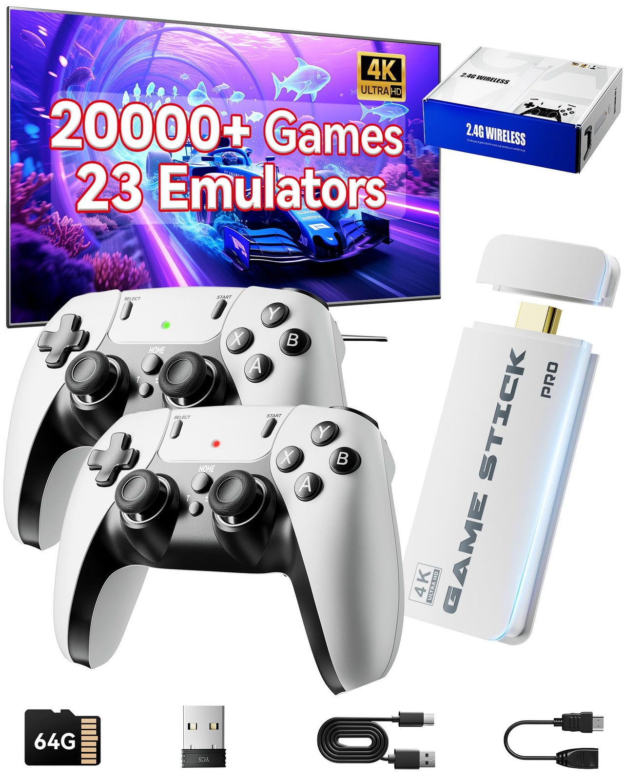 2026 Upgraded Retro Gaming Console, Retro Game Stick, 4K HD HDMI TV Game Stic…
