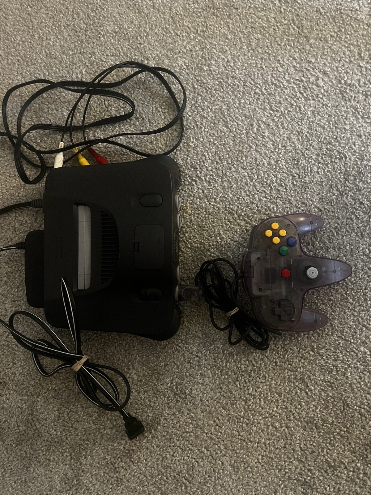 Nintendo 64 Black Console w/ Atomic Purple Controller