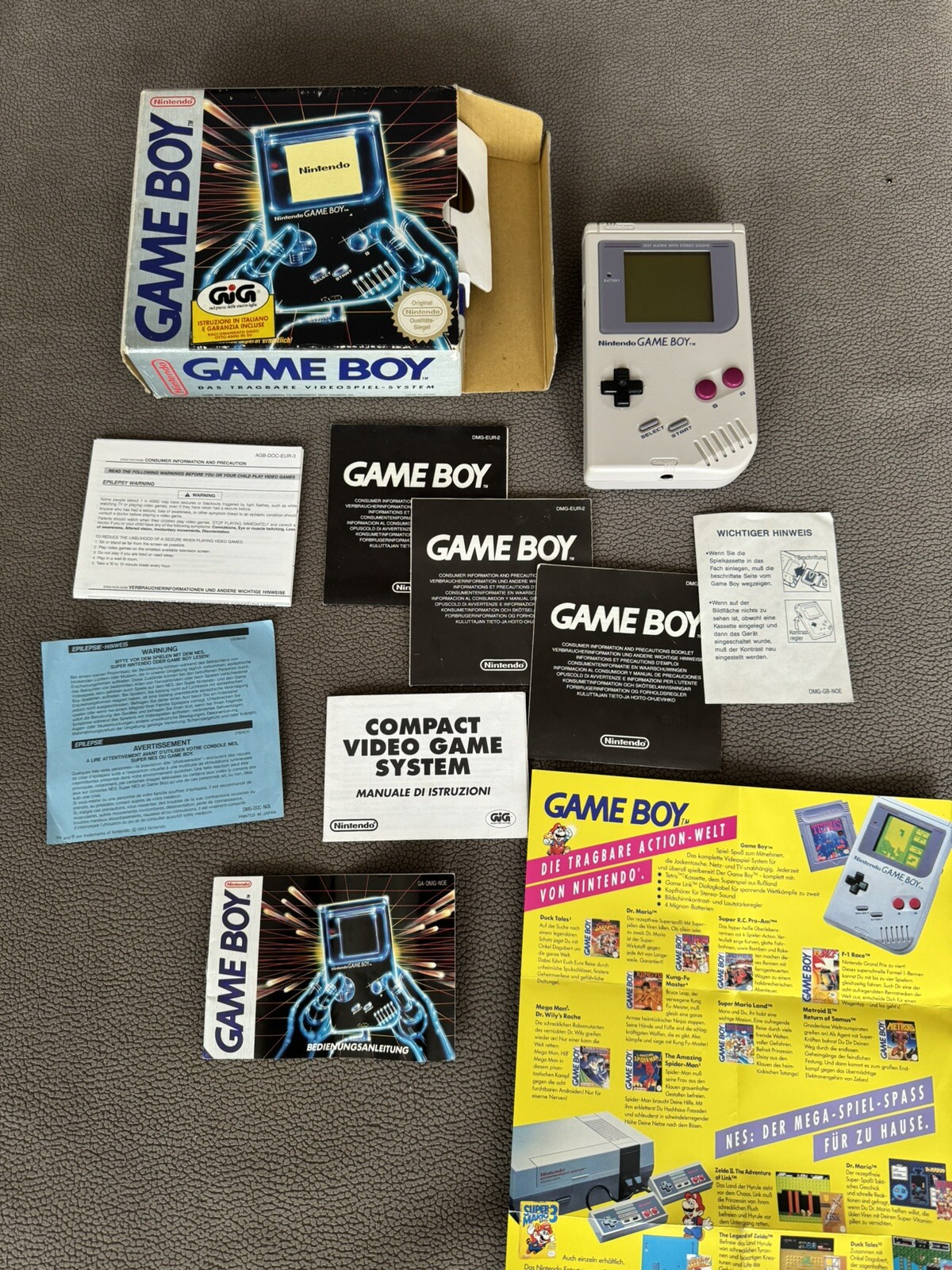 NINTENDO GAME BOY CLASSIC 1989 – 1a EDIZIONE! – GIG ITALIA IMPORT GER – COMPLETO