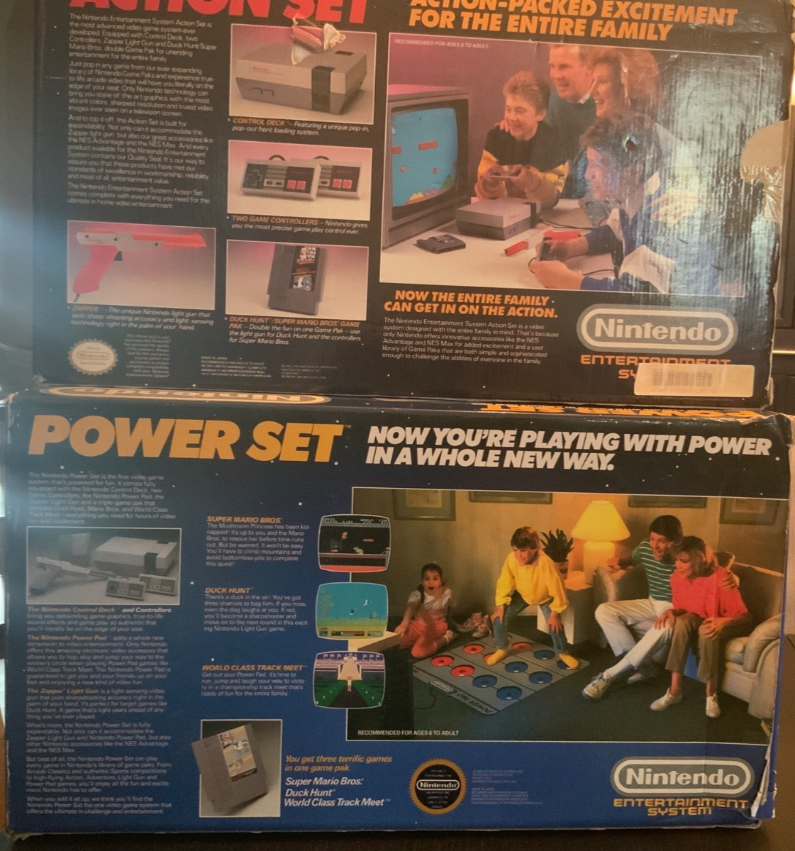 Original NES Action Set and Power Set Console boxes only *Power Pad Included