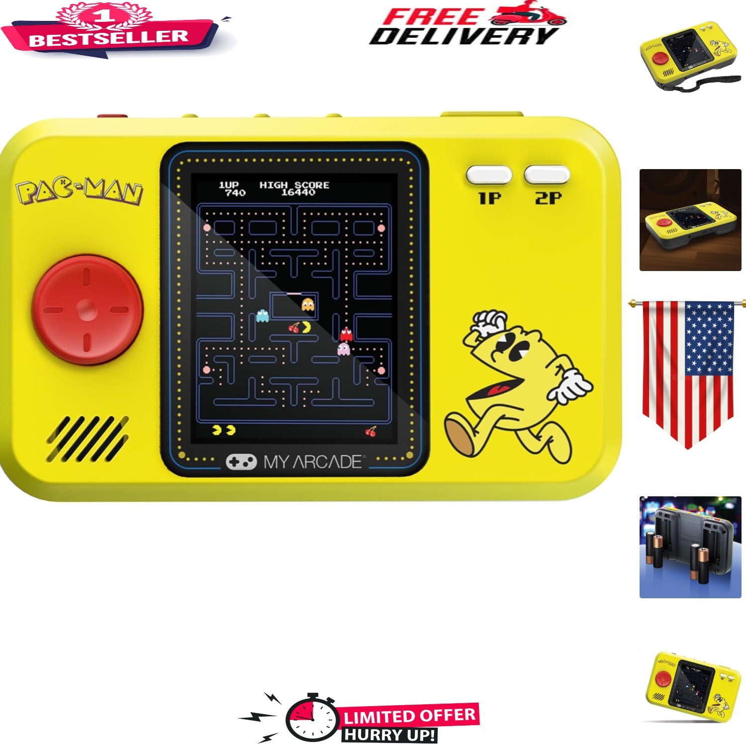 Pac-Man Pocket Player Pro: Vintage Arcade Experience, Great Gift Idea