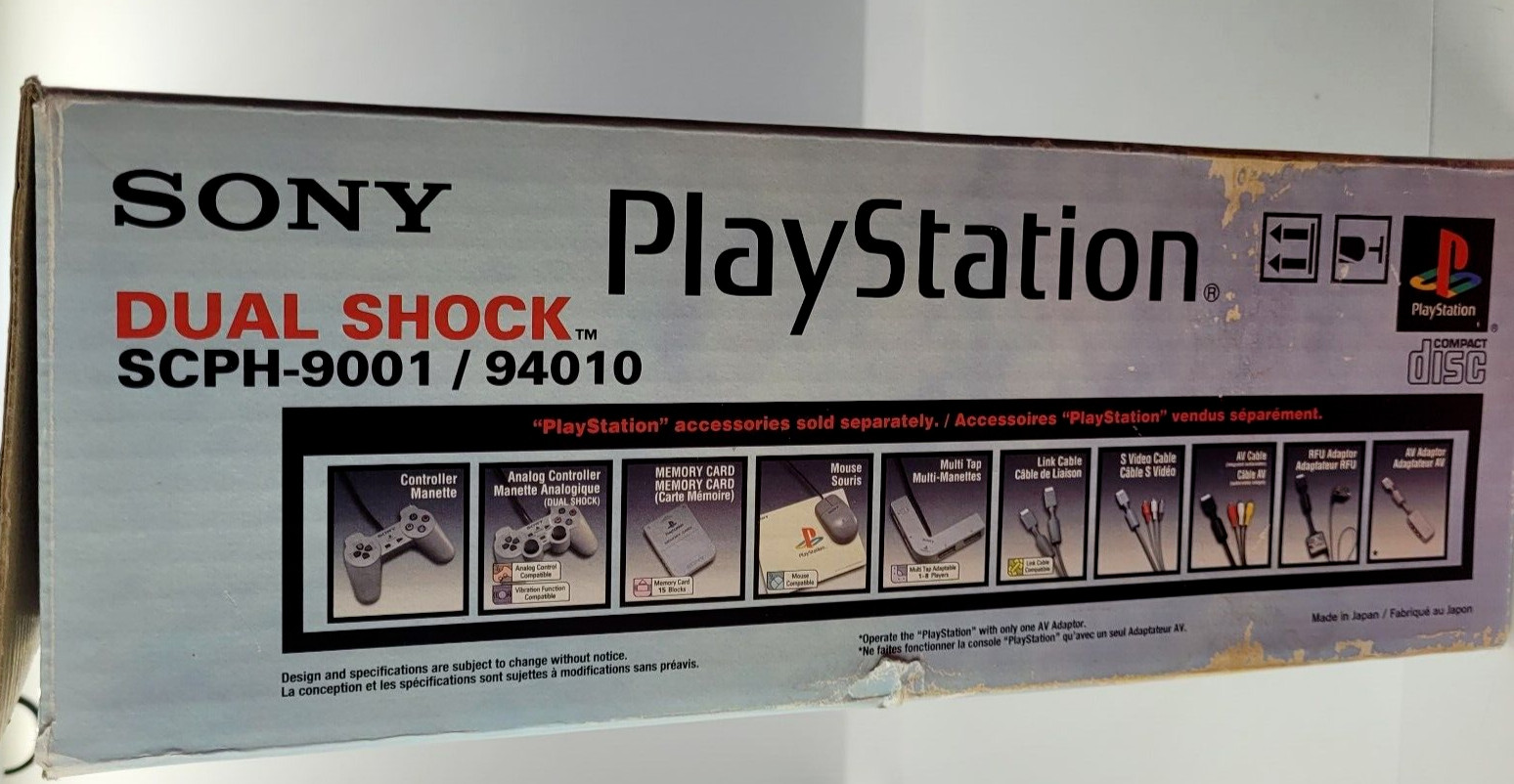 Sony PlayStation PS1 Dual Shock Console Model SCPH-9001 Controller Memory Card