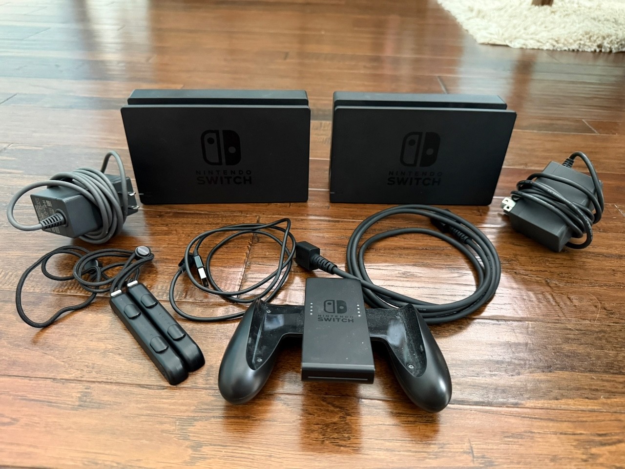 Nintendo Switch Console with Red and Blue Joy-Cons, two docks, 256GB SD Card