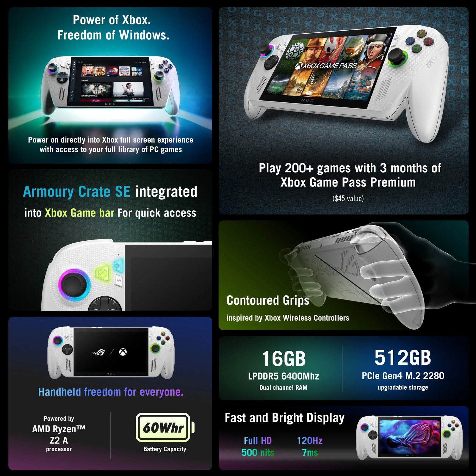 ROG Xbox Ally – 7” 1080P 120Hz Touchscreen Gaming Handheld, 3-Month Xbox Game Pa