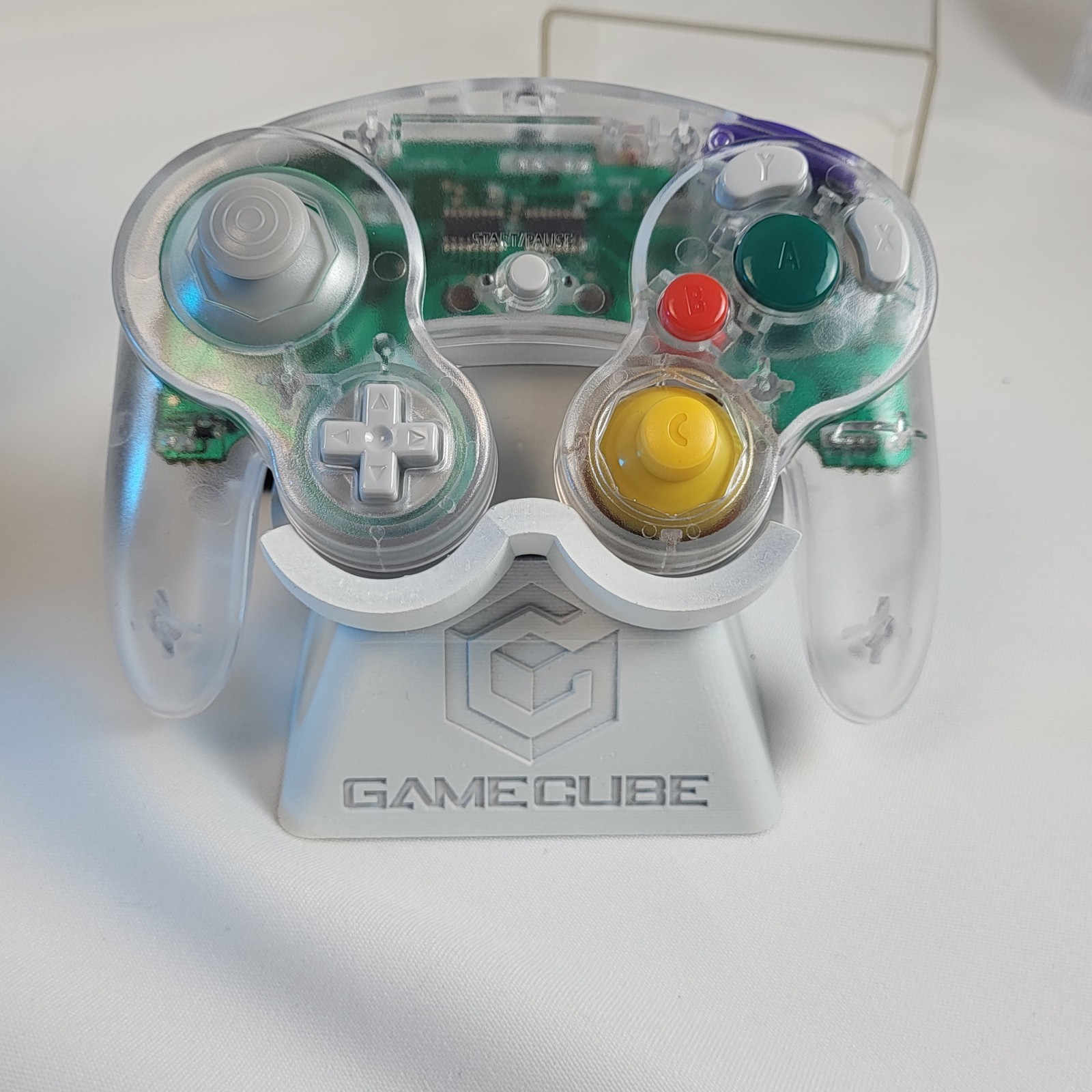 VINTAGE Nintendo ICEDCUBE GameCube Clear Laser Bear Ethernet Adapter Qoob Tested