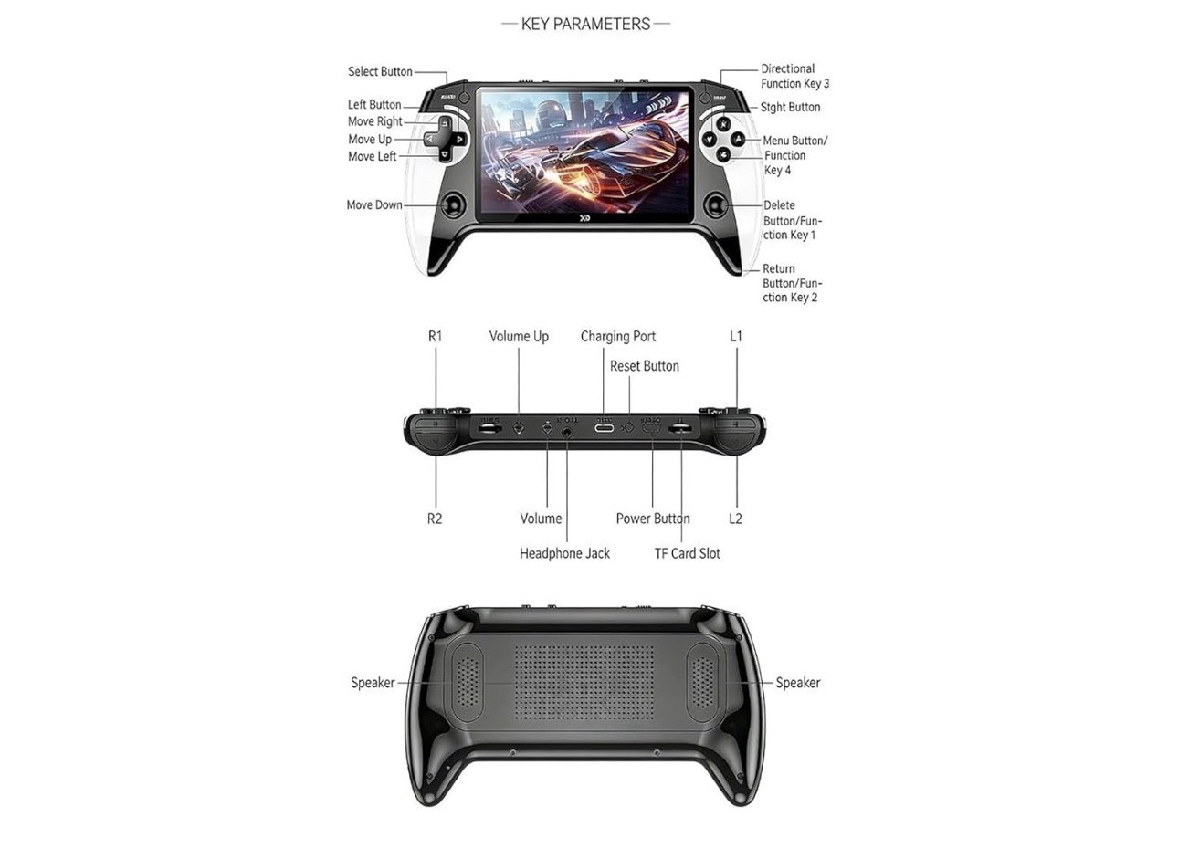 X9 Handheld Game Console 5.5″ Screen Black/White USB-C Wi-Fi 720p Region Free