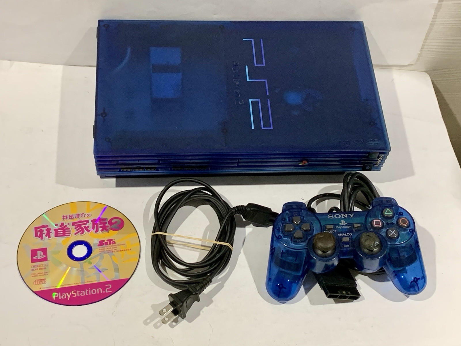 PlayStation PS2 SCPH-37000 Ocean Blue DualShock2 Controller Mahjong Kazoku 2 AC