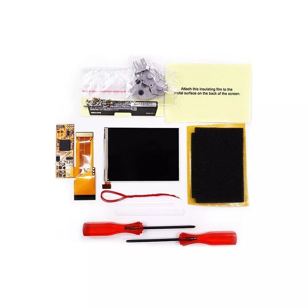 GBA 10 Levels Brightness V2 IPS Backlight LCD Mod & Shell With Clear Red Buttons