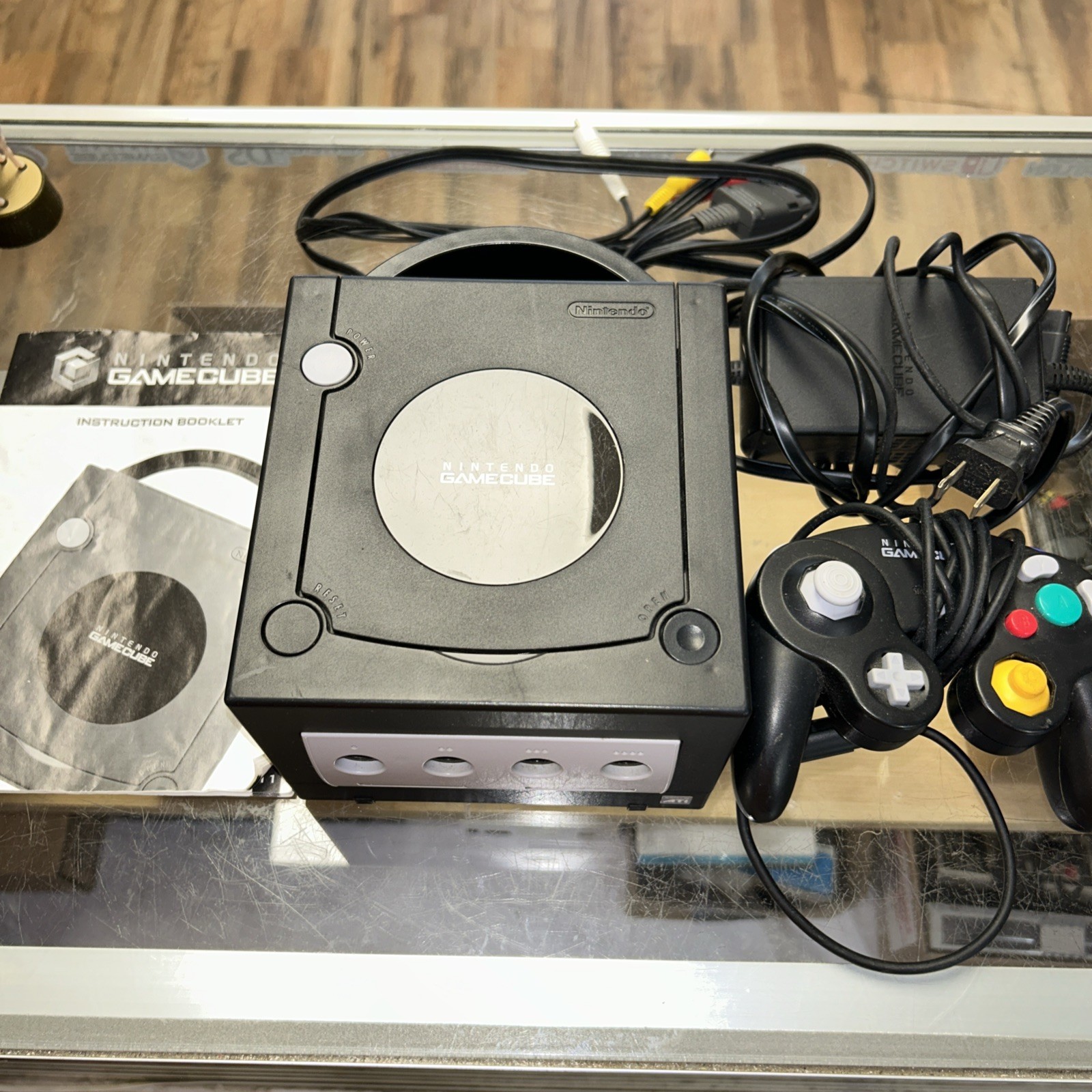 Nintendo GameCube JET BLACK. Cords, Controller And Instruction Booklet. Tested.