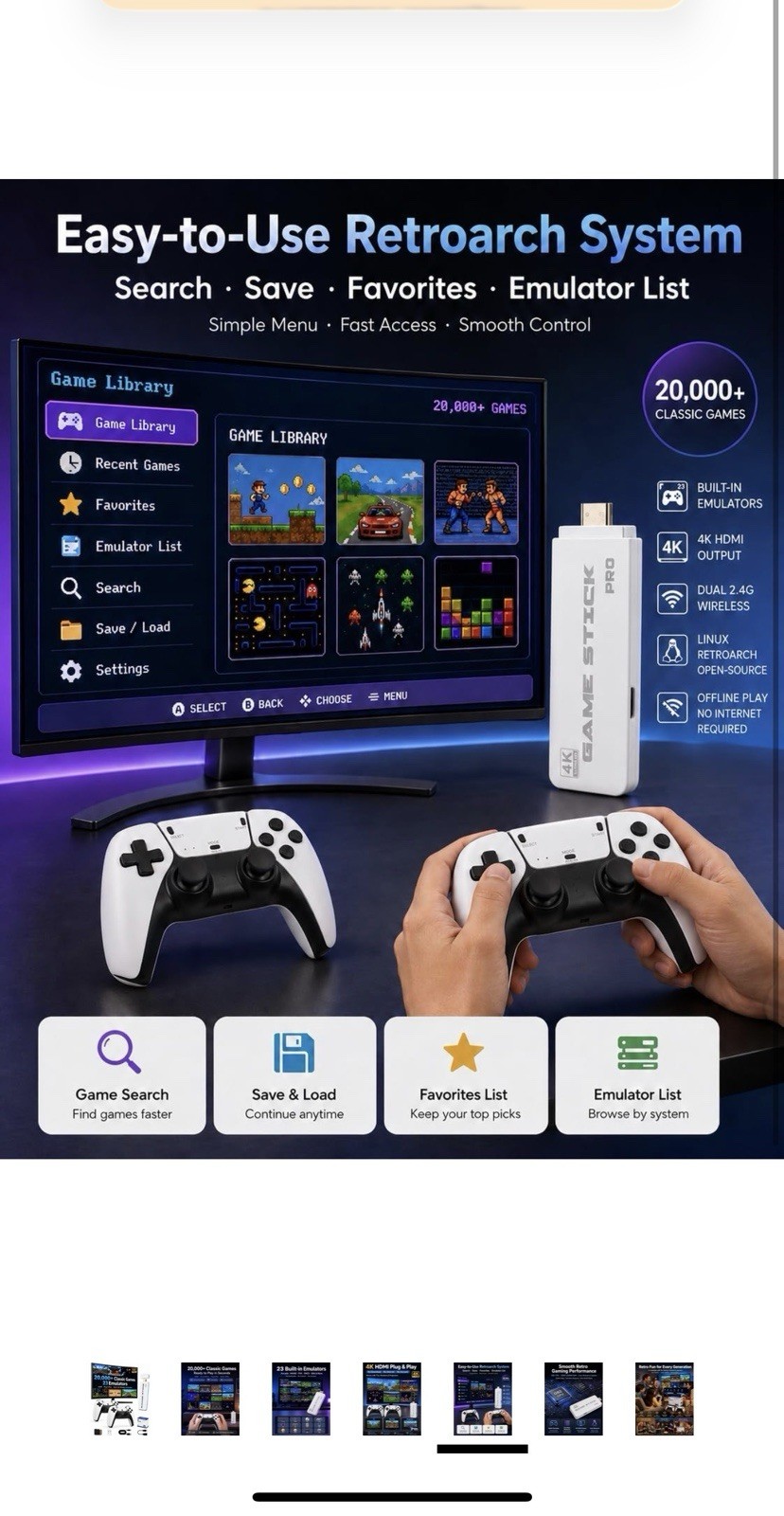 SJGAM M15 Plus 4K HDMI Microconsole 64GB Wi-Fi 2.4G Wireless
