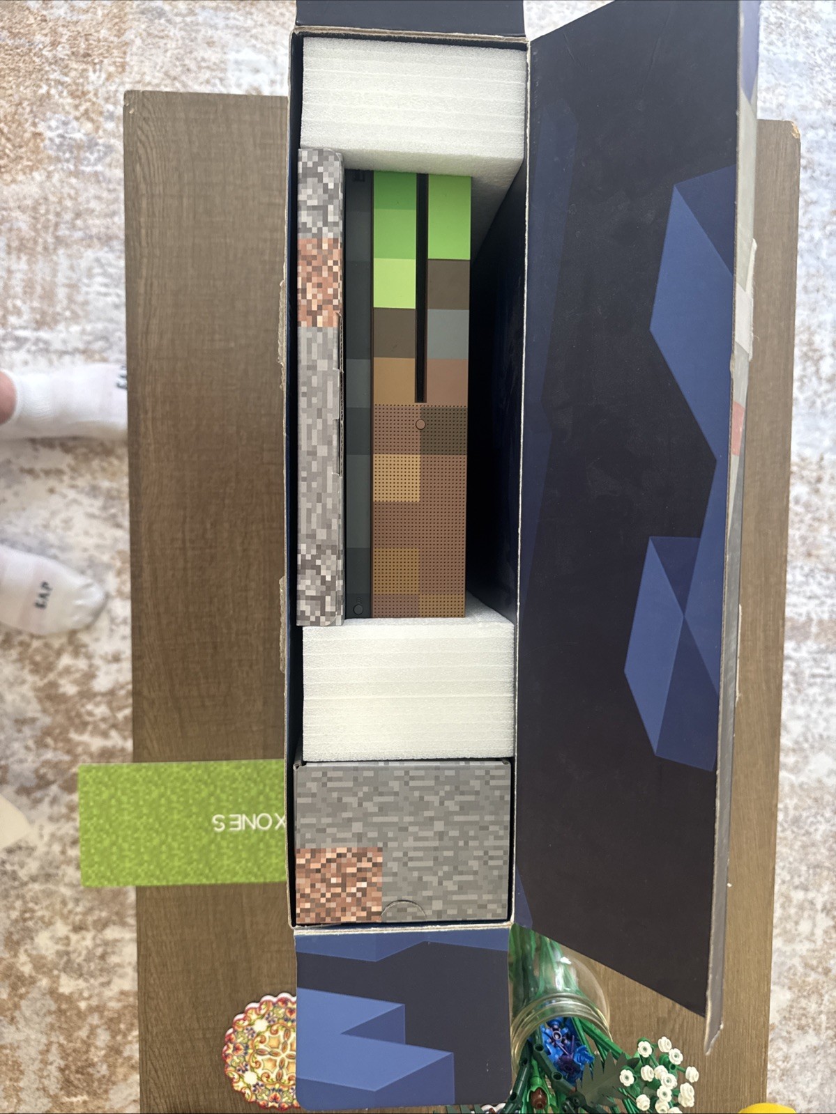 Xbox One S Minecraft Console Creeper Controller Complete CIB Box Stand Inserts