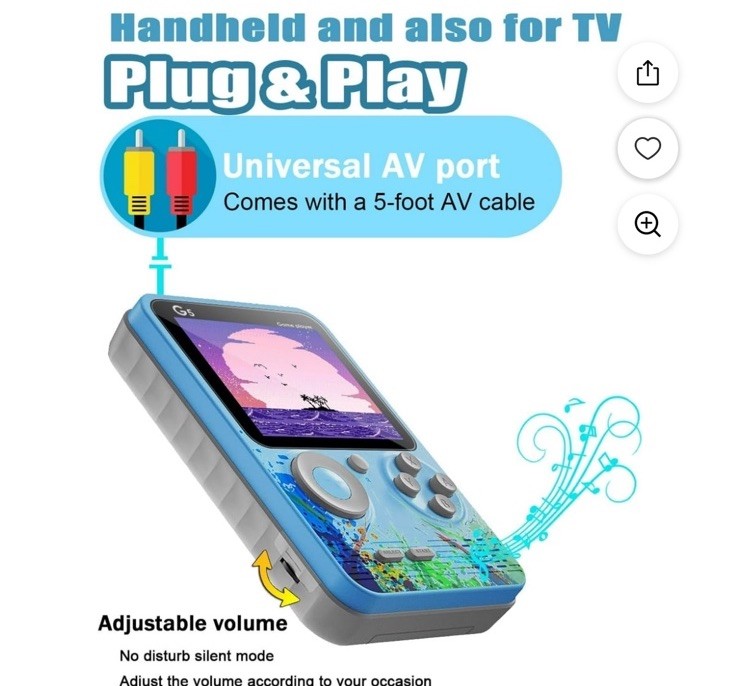 G5 Retro Handheld Game Console 3″ Screen 500 In 1 Classic Games Player Portable