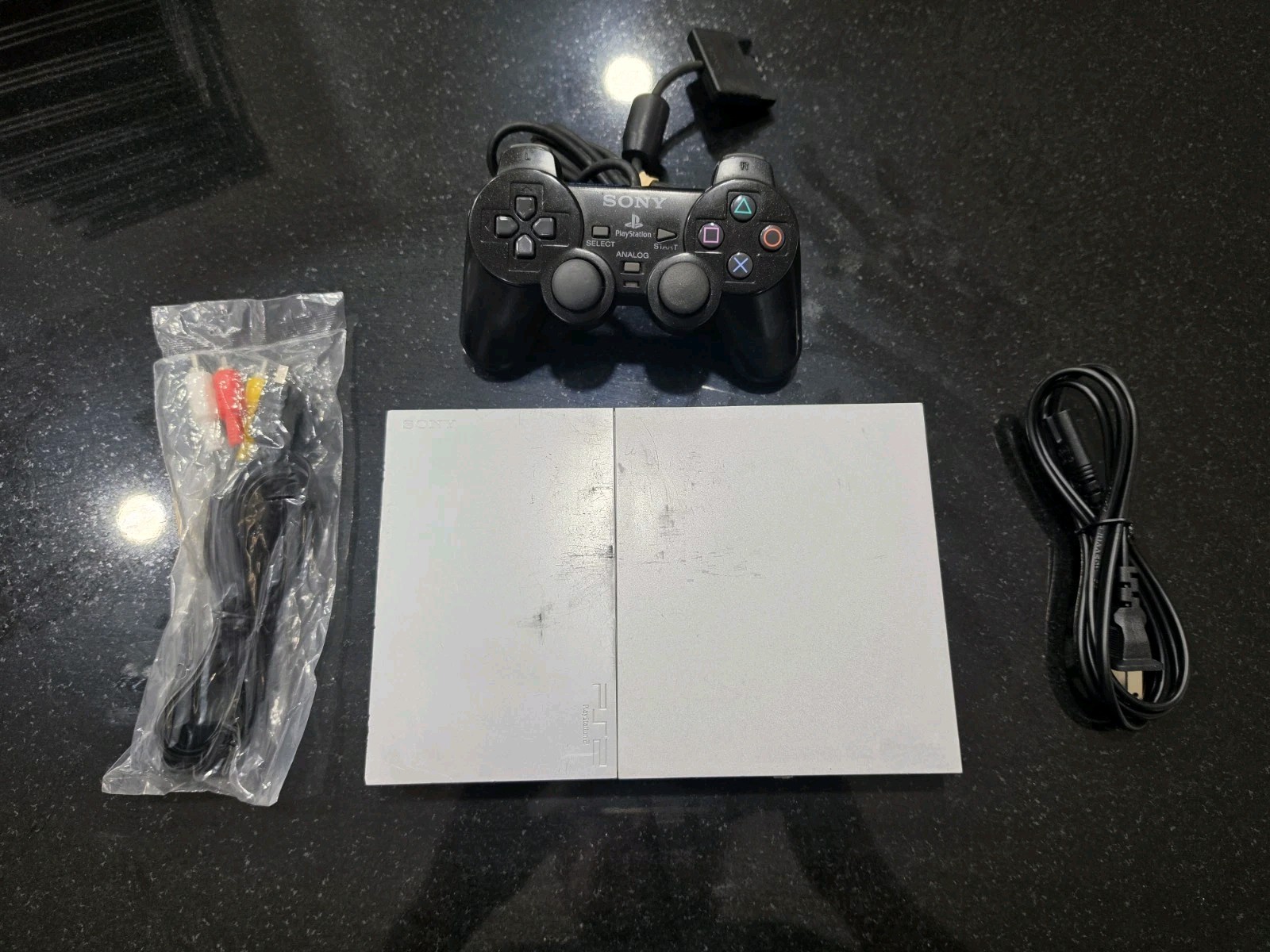 Sony PlayStation 2 PS2 Slim Silver Console Complete. Tested Working 90001 Read