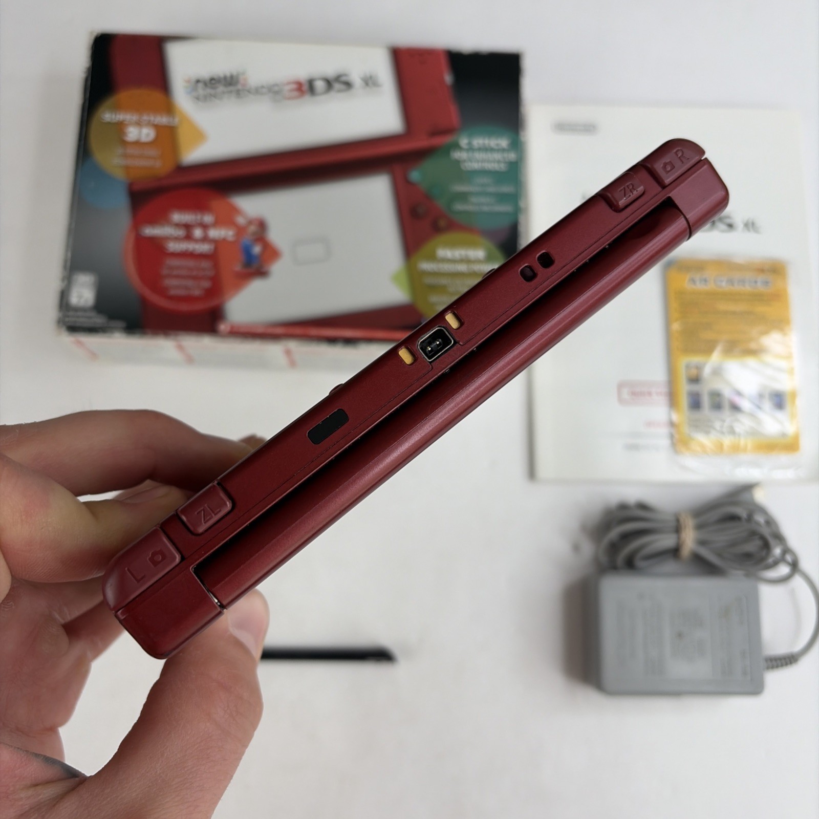 Nice! Nintendo New 3DS XL Red Complete In Original Box W Charger Stylus US Model