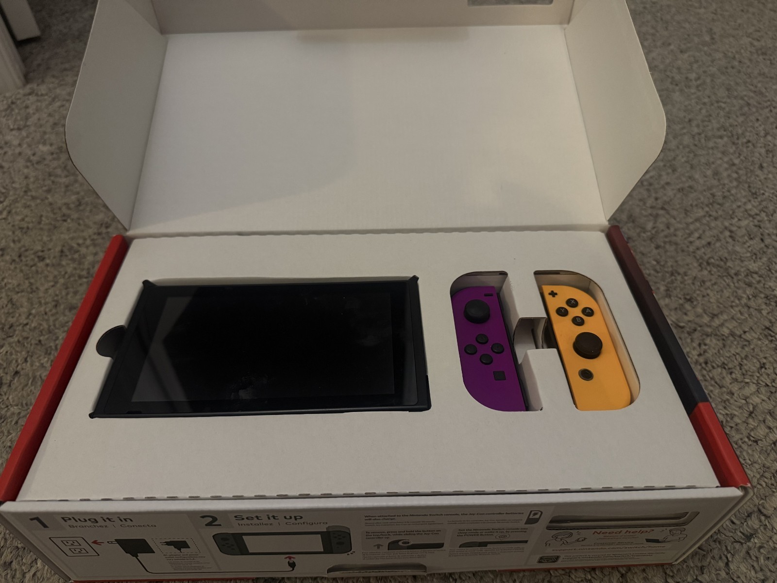 Nintendo Switch 32GB Console with Orange and Purple Joy‑Cons Original Packaging