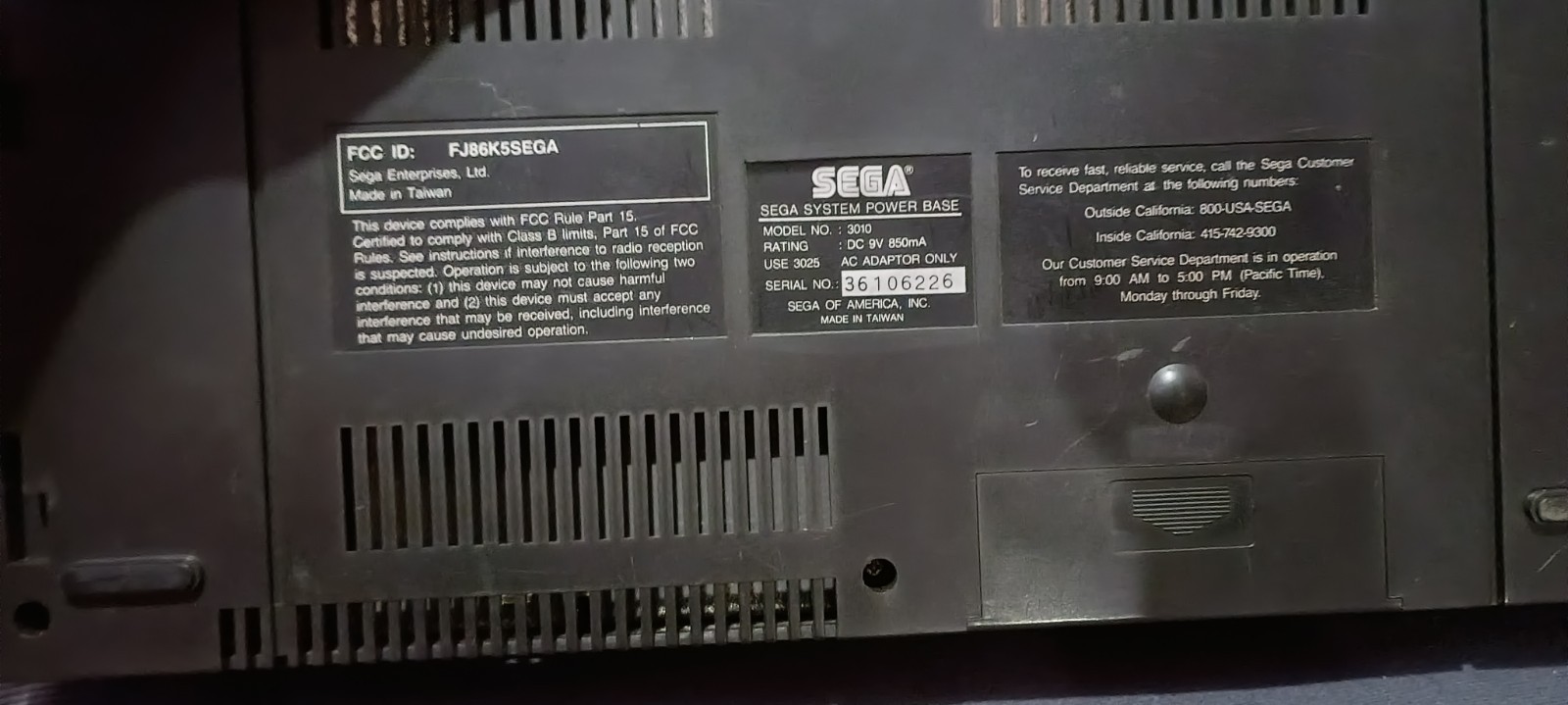 SEGA Master System [Model 3010-A] Game System Console with Cables Only – Tested