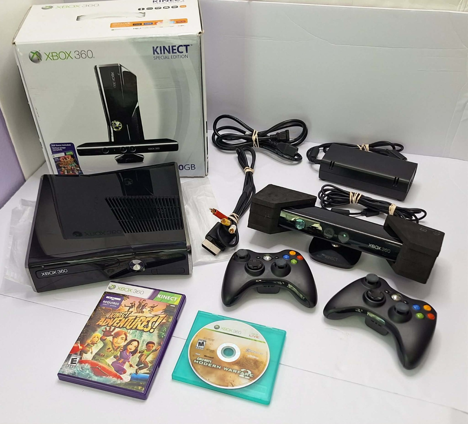 Xbox 360 S – Matte Black Model 1439 W/ 250g HD Controller Power And Games