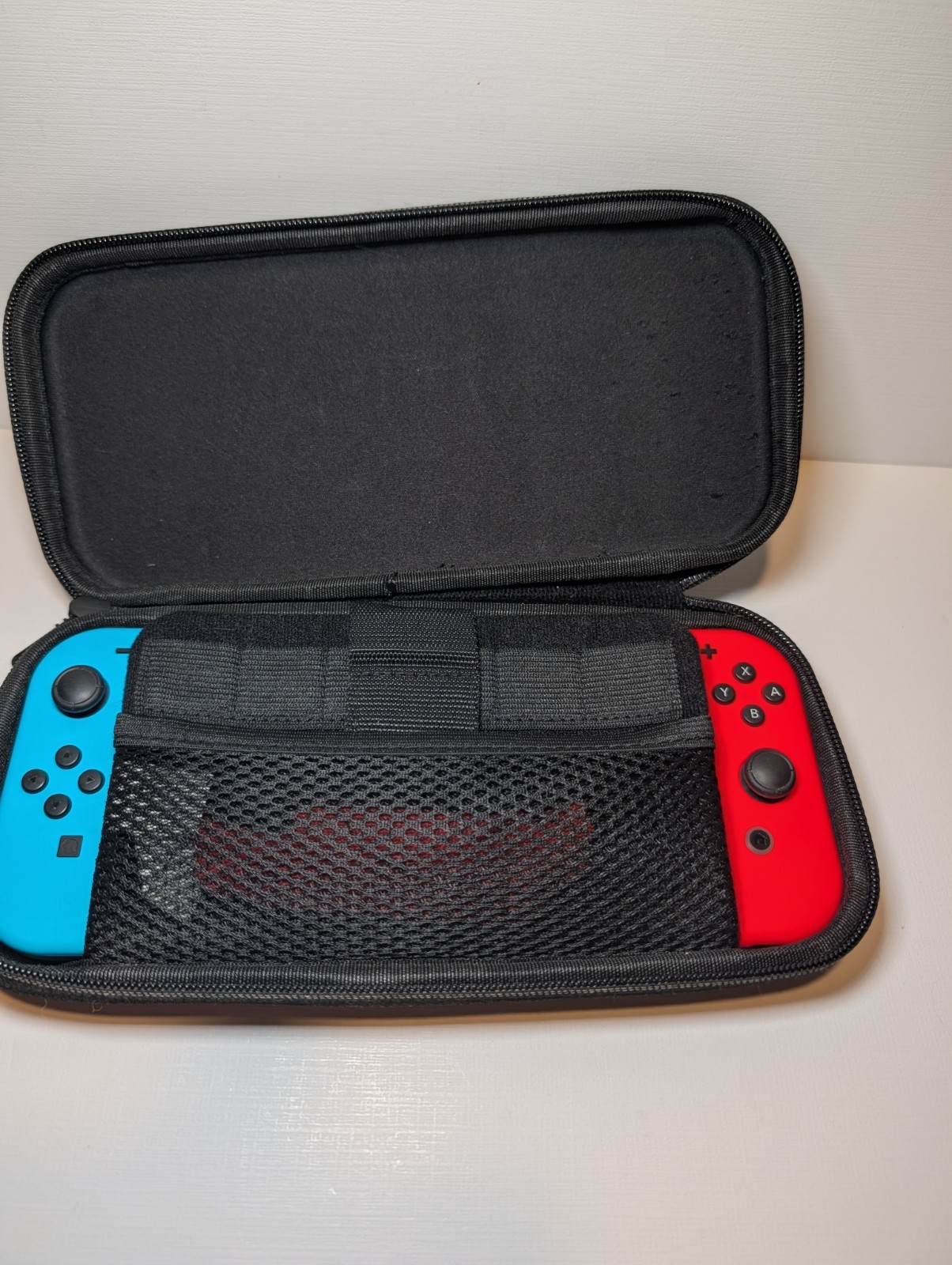 Nintendo Switch V1 Console Neon Red/Blue Joy-Con Dock, Adapter, Case – Excellent