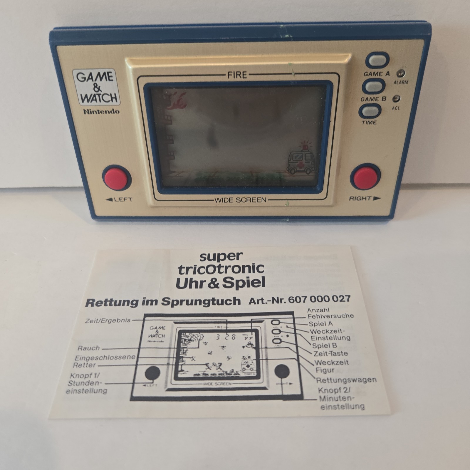 READ Nintendo Game and Watch FIRE Wide Screen FR-27 1981 with Manual