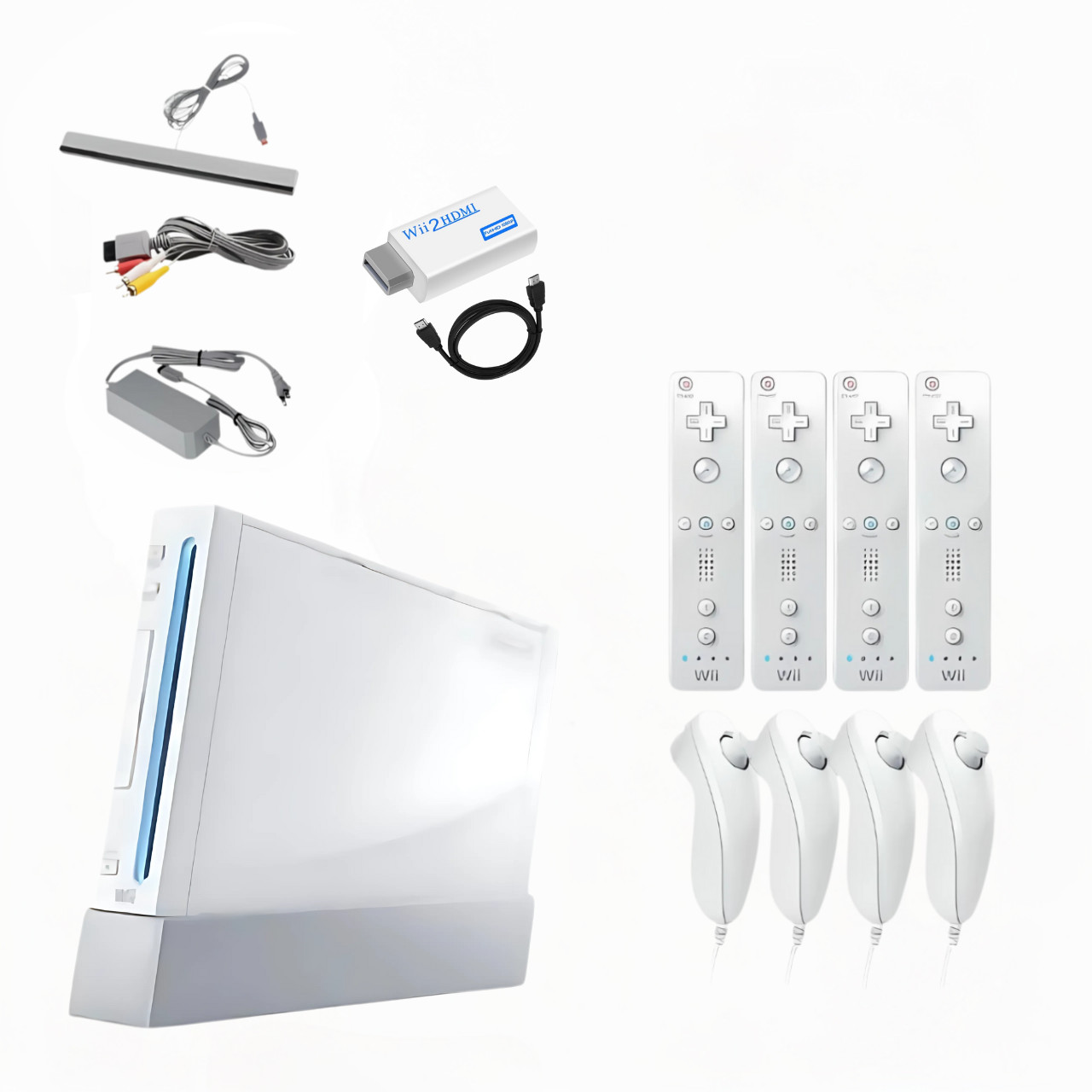 Nintendo Wii Console HDMI + Pick 1-4 Remotes wii Sports Mario, etc, Authentic