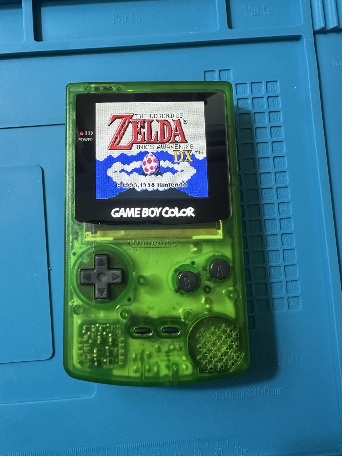 Nintendo Game Boy Color With NEW screen Green Handheld System with Carrying Case