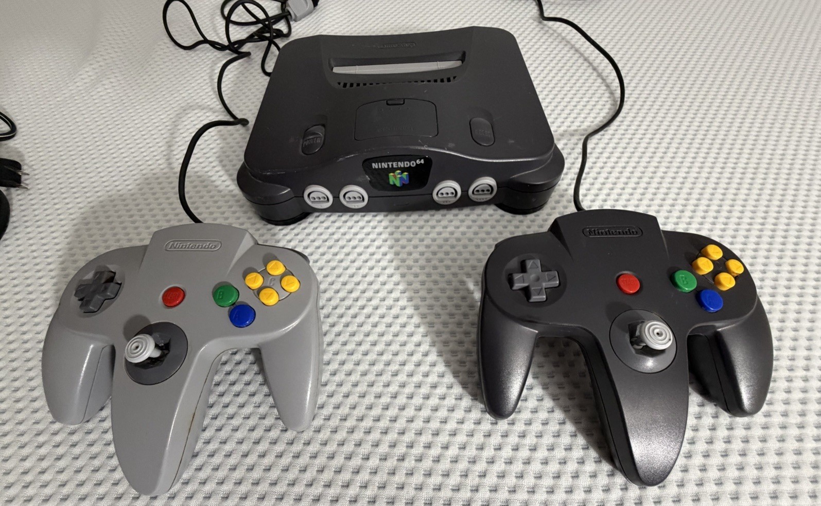 Nintendo N64 (NUS-001) System Console, 2x OEM Controllers, Tested & Clean