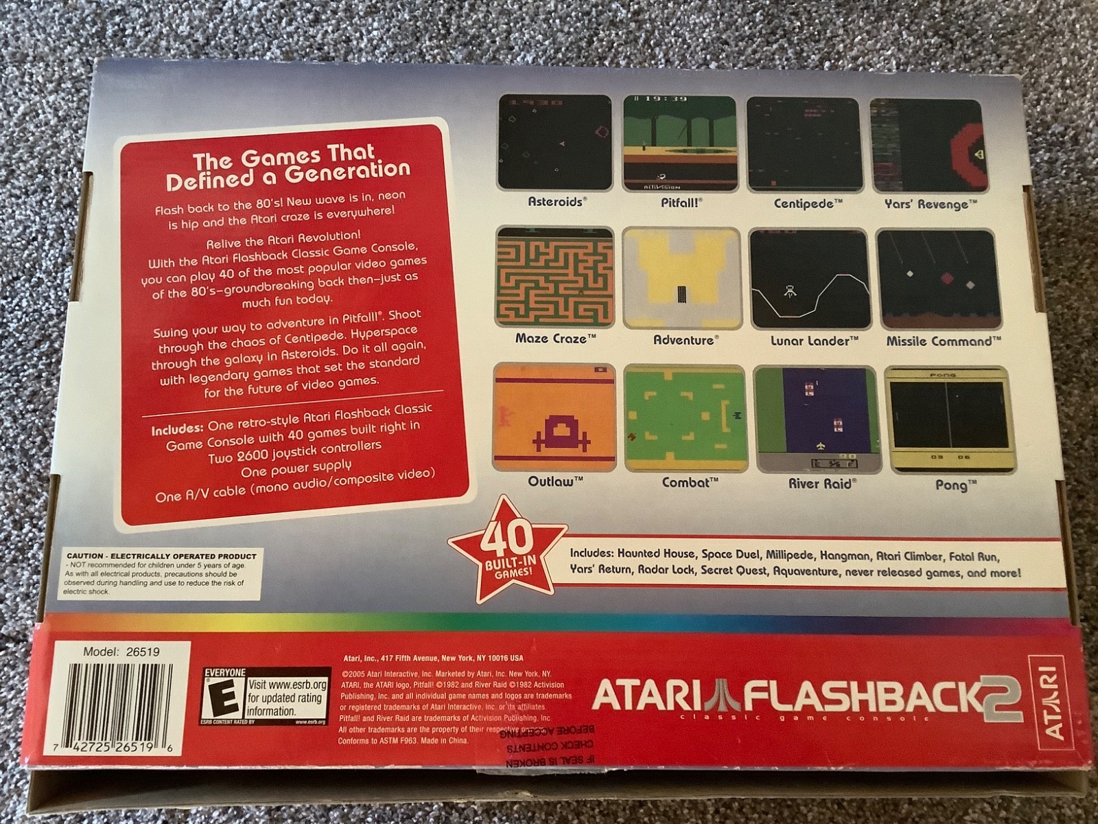 Atari Flashback 2 Classic Game Console 40 Built in Games 2 Controllers