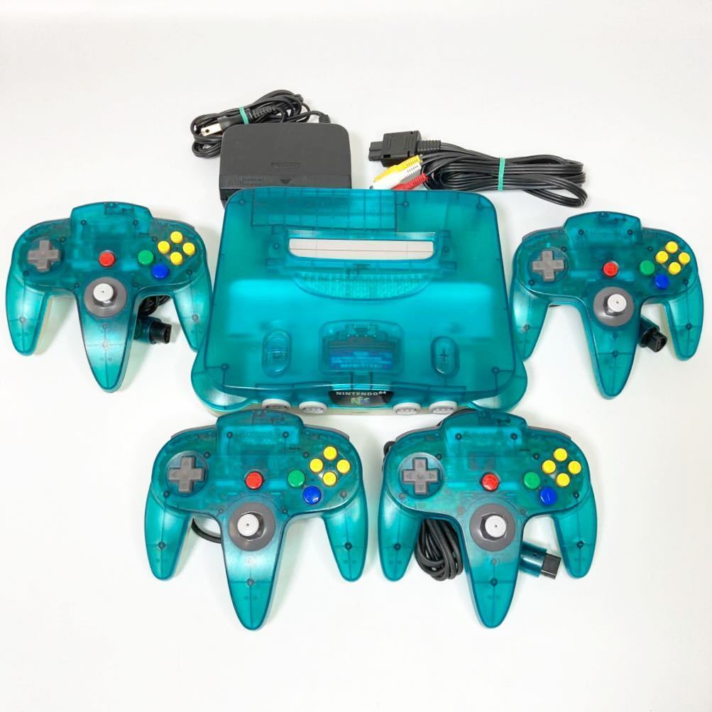 Nintendo 64 Clear Blue Console N64 Chose Original Controller Cables REGION FREE