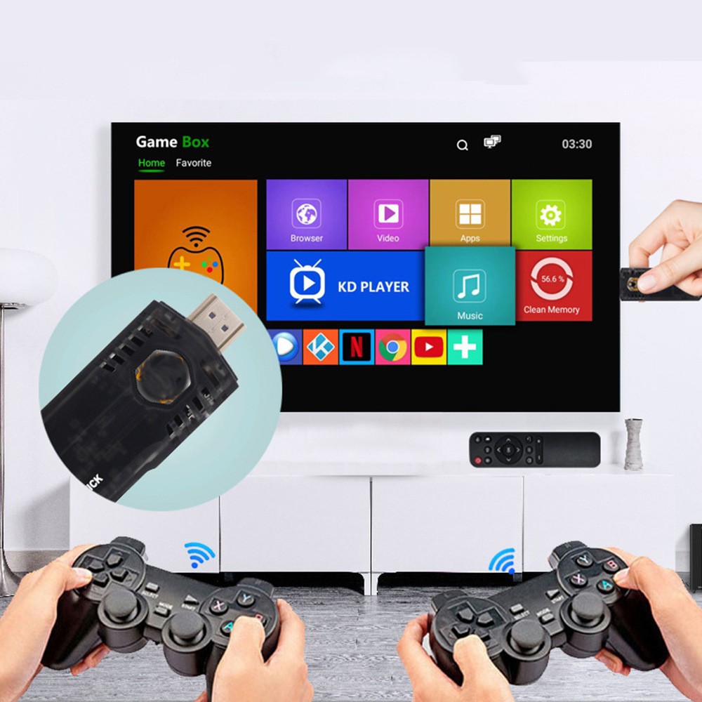 HD Game Console Wireless Dual Controllers TV Plug Play Game Stick 64G 8K HDMI