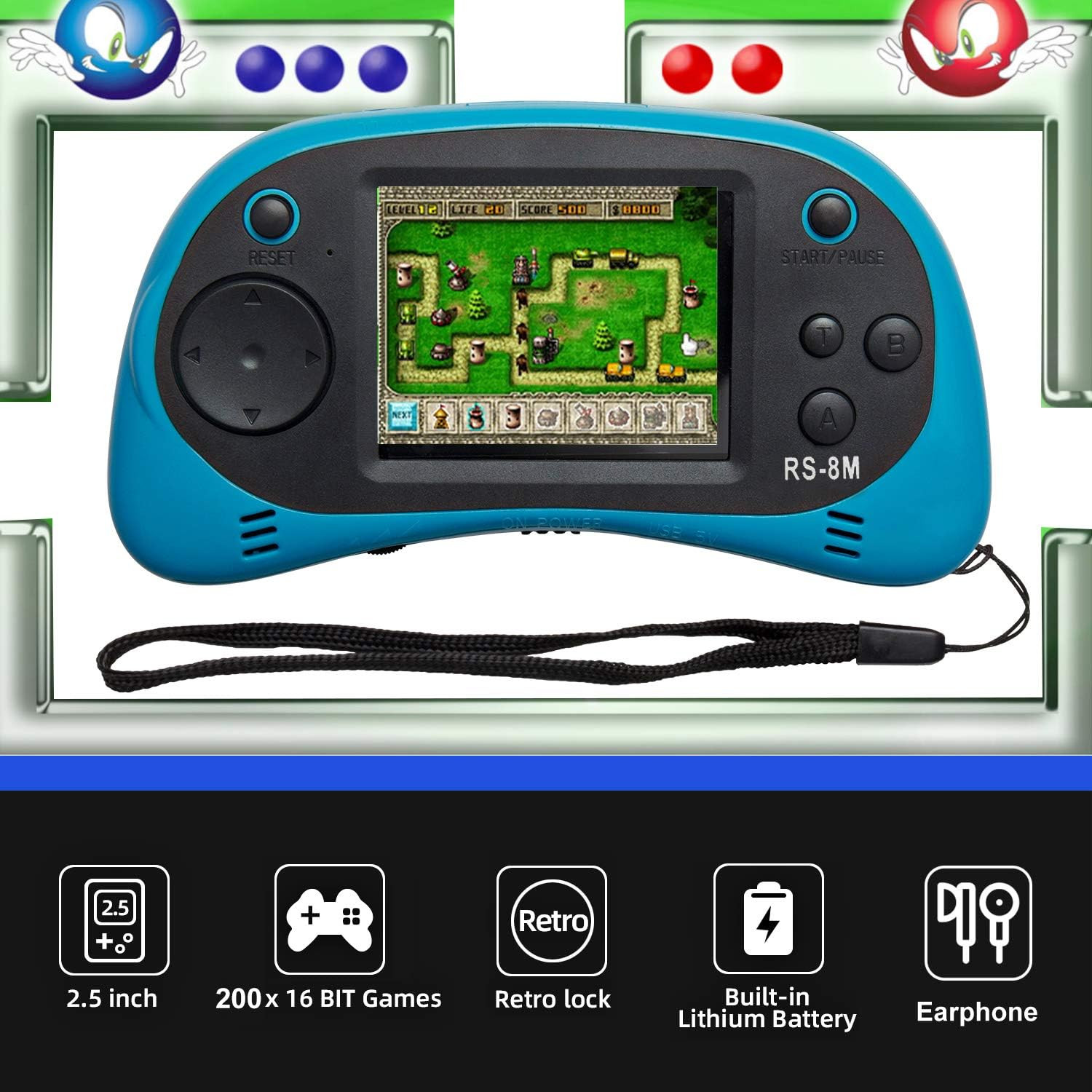 Kids Handheld Portable Video Game Player with 200 Games – 16 Bit 2.5 Inch Screen
