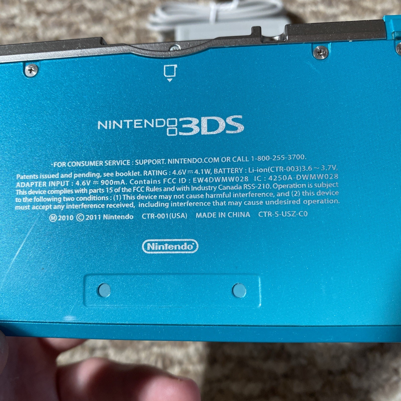 Nintendo 3DS Aqua Blue Handheld Handheld Console System CTR-001 Tested USA