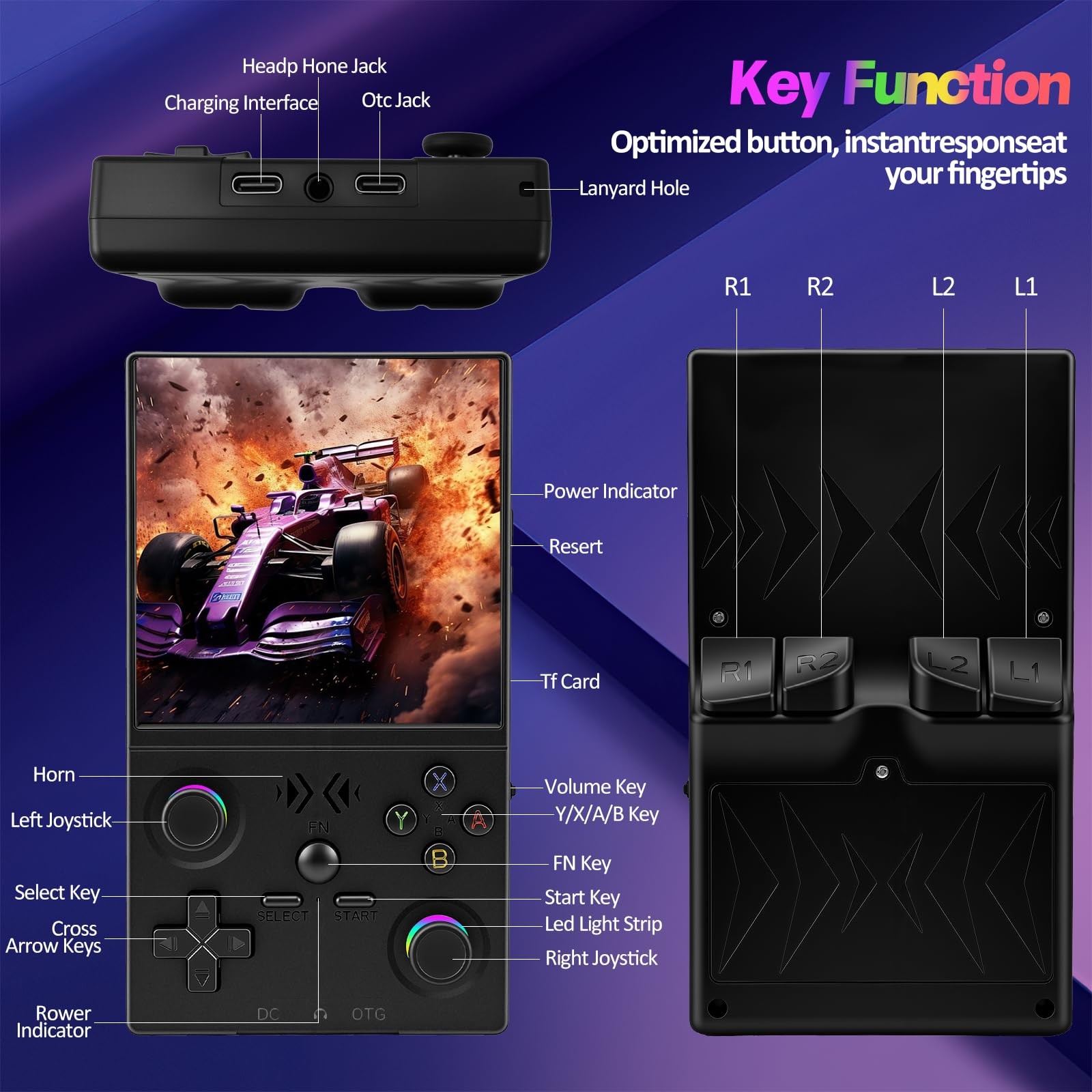 XF40V Retro Handheld Game Console, Retro Gaming Console 4.0” IPS Screen Linu…