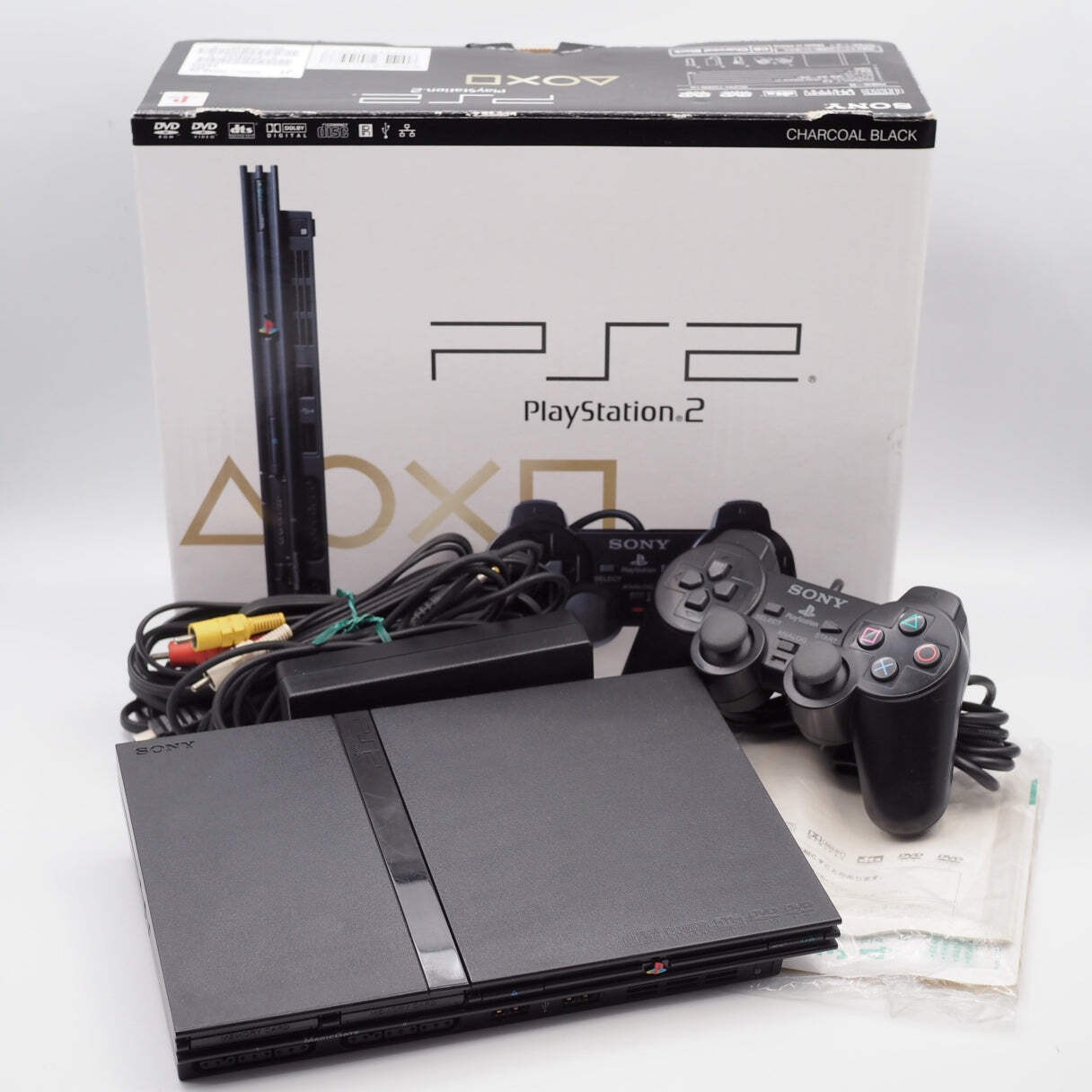 Sony PS2 Console system SCPH-75000 CB Charcoal Black Boxed NTSC-J Tested Working