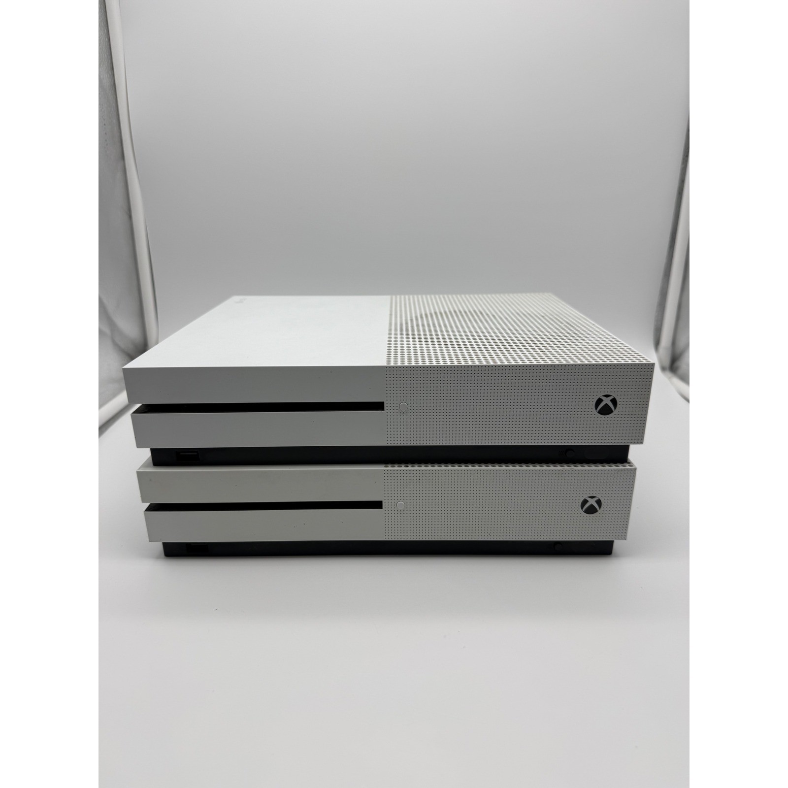 Lot of 2 Microsoft Xbox One S Model 1681 White Consoles For Parts Only