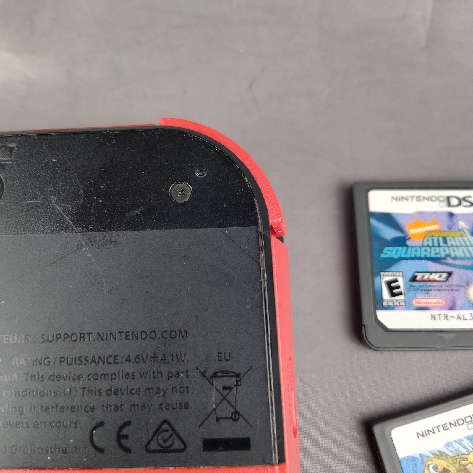 Nintendo 2DS Black/Red Handheld Console w/ Charger, Stylus, and 4 Games Tested